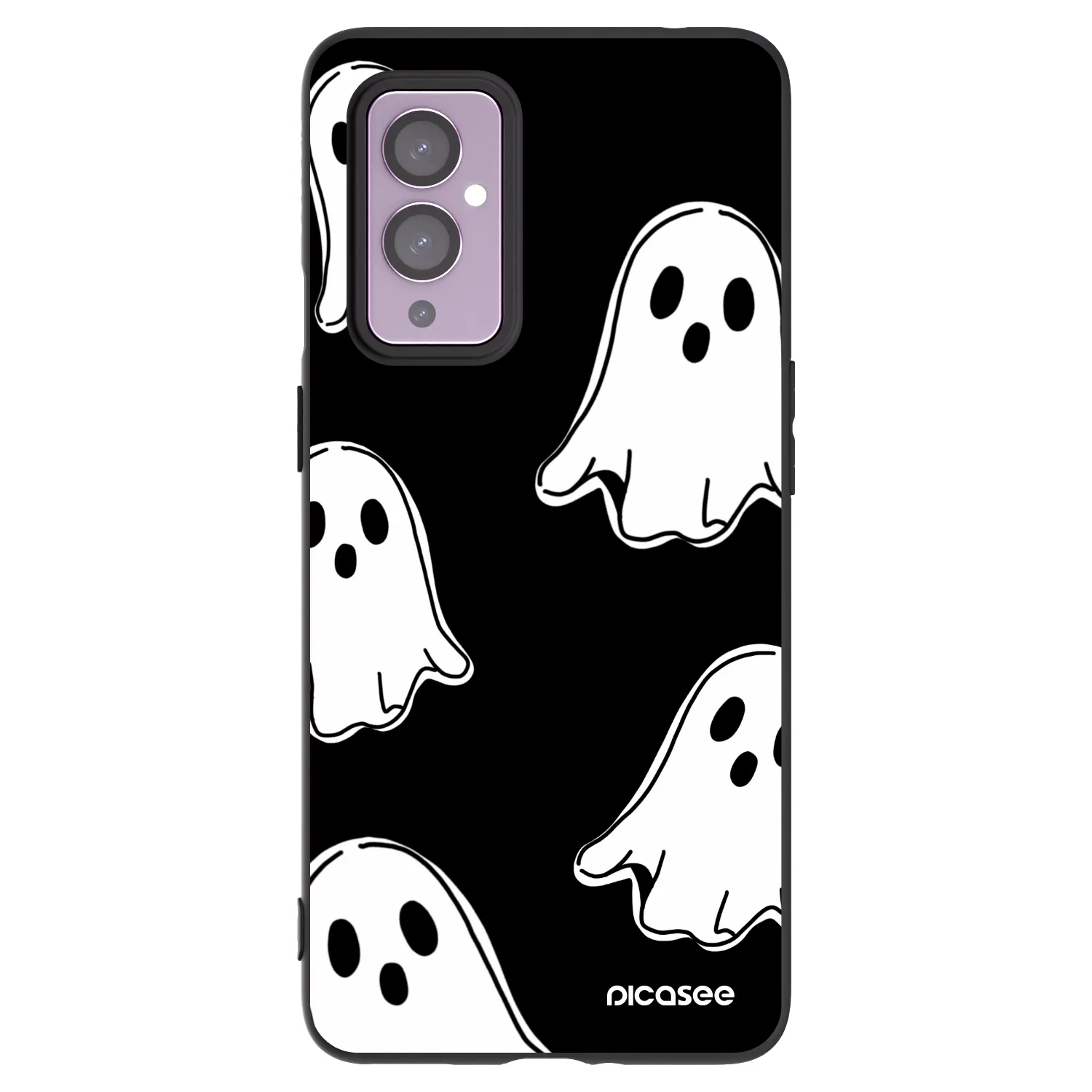 Picasee silikonový černý obal pro OnePlus 9 - Black ghosts