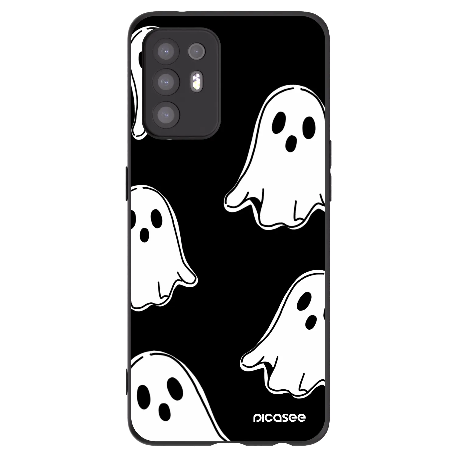 Picasee silikonový černý obal pro OPPO A94 5G - Black ghosts