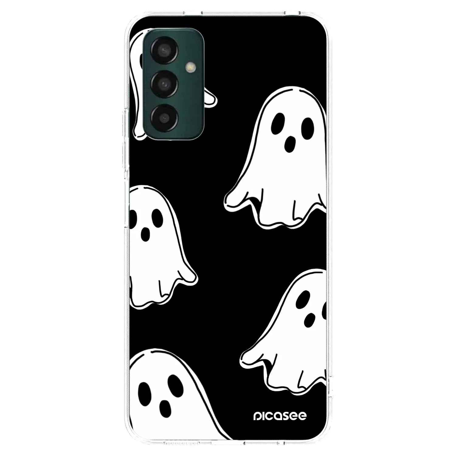 Picasee silikonový průhledný obal pro Samsung Galaxy M23 5G - Black ghosts