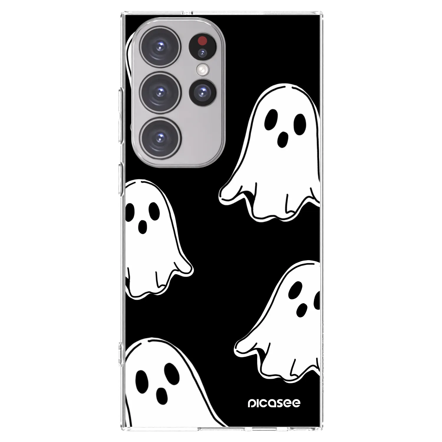 Picasee silikonový průhledný obal pro Samsung Galaxy S23 Ultra 5G - Black ghosts