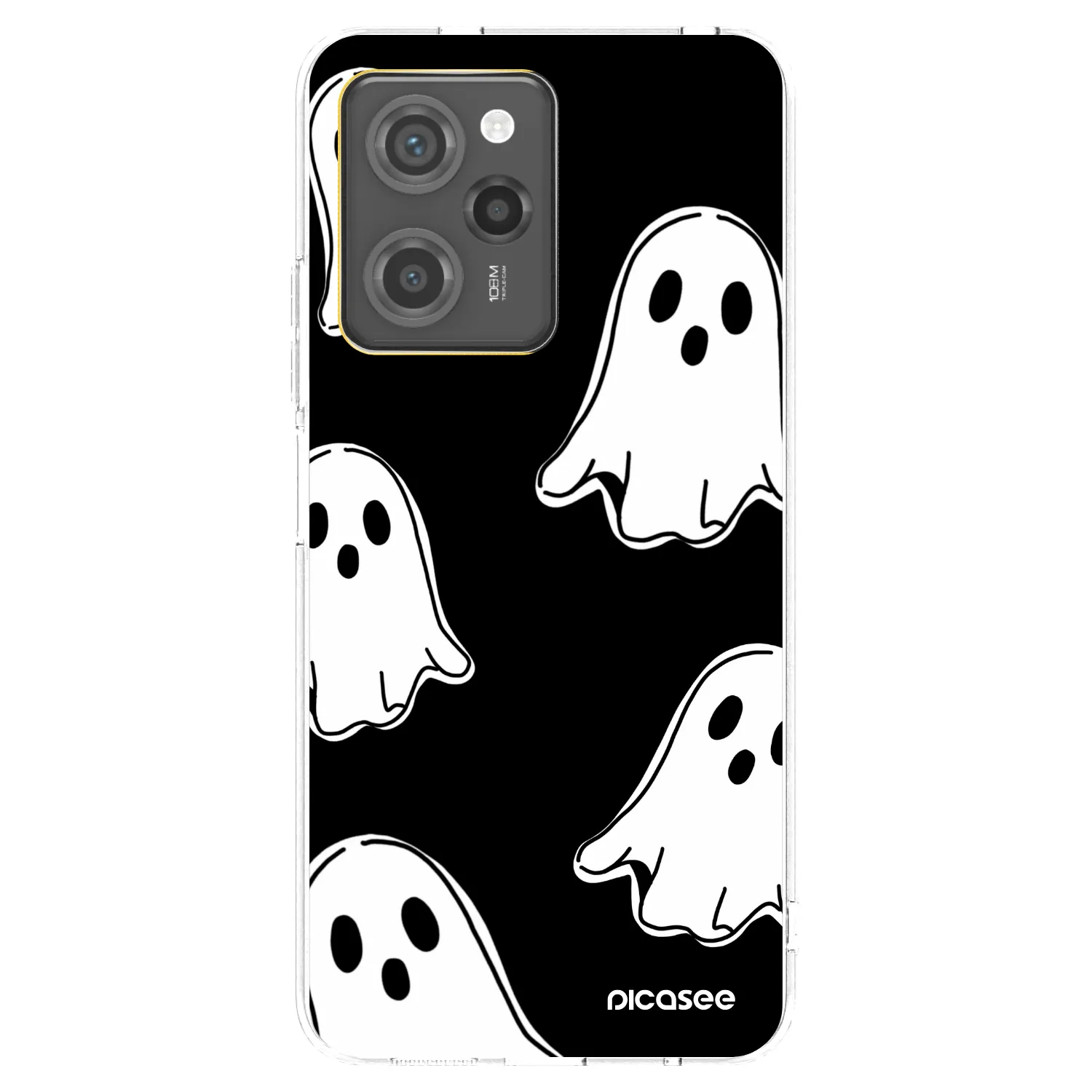 Picasee silikonový průhledný obal pro Xiaomi Poco X5 Pro - Black ghosts