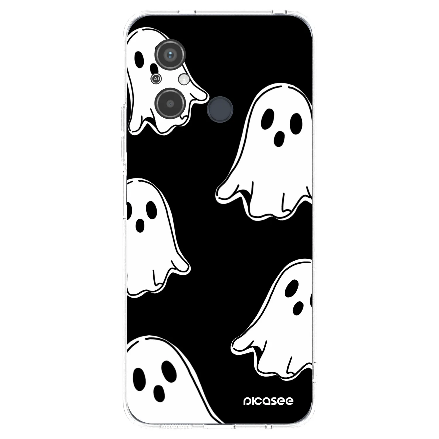 Picasee silikonový průhledný obal pro Xiaomi Redmi 12C - Black ghosts