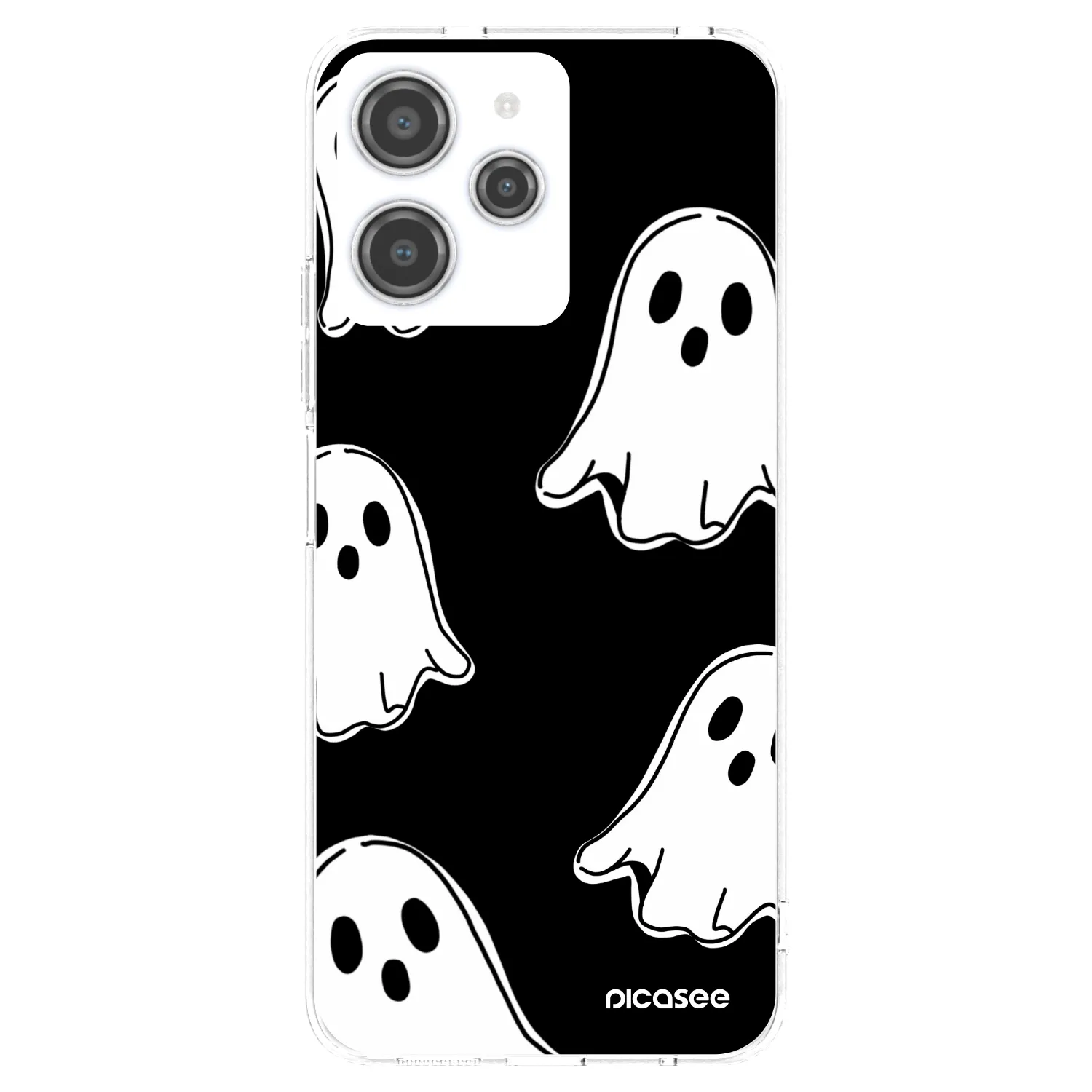 Picasee silikonový průhledný obal pro Xiaomi Redmi 12 4G - Black ghosts