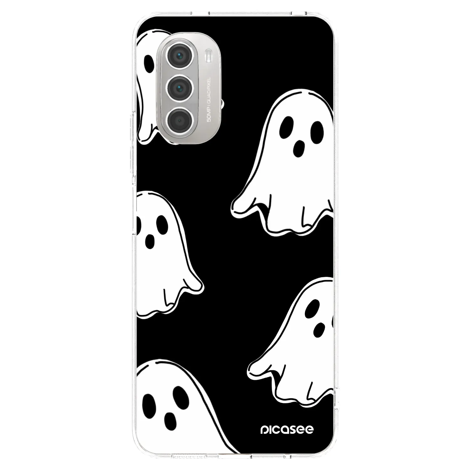 Picasee silikonový průhledný obal pro Motorola Moto G51 - Black ghosts