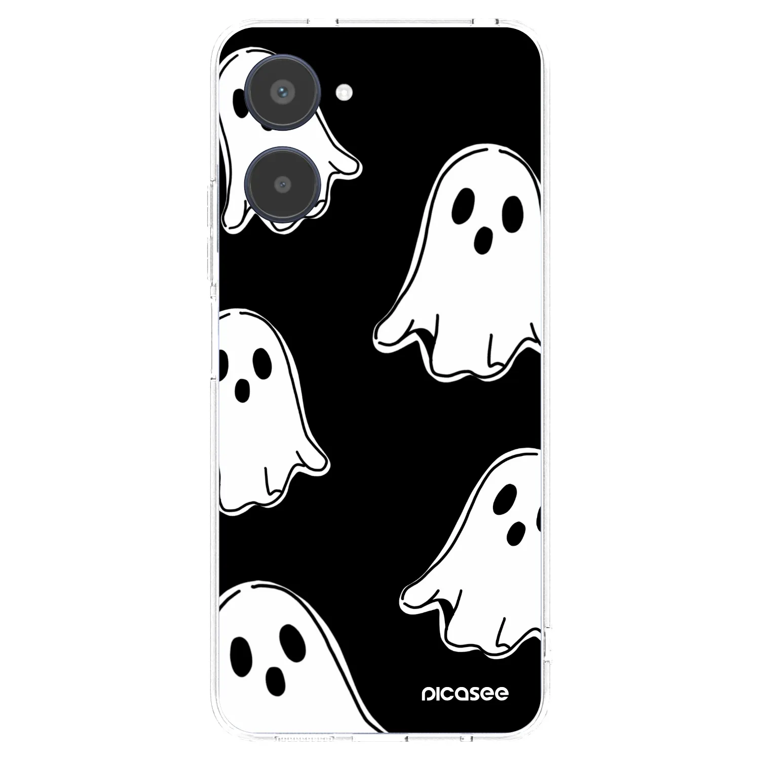 Picasee silikonový průhledný obal pro Realme 10 4G - Black ghosts