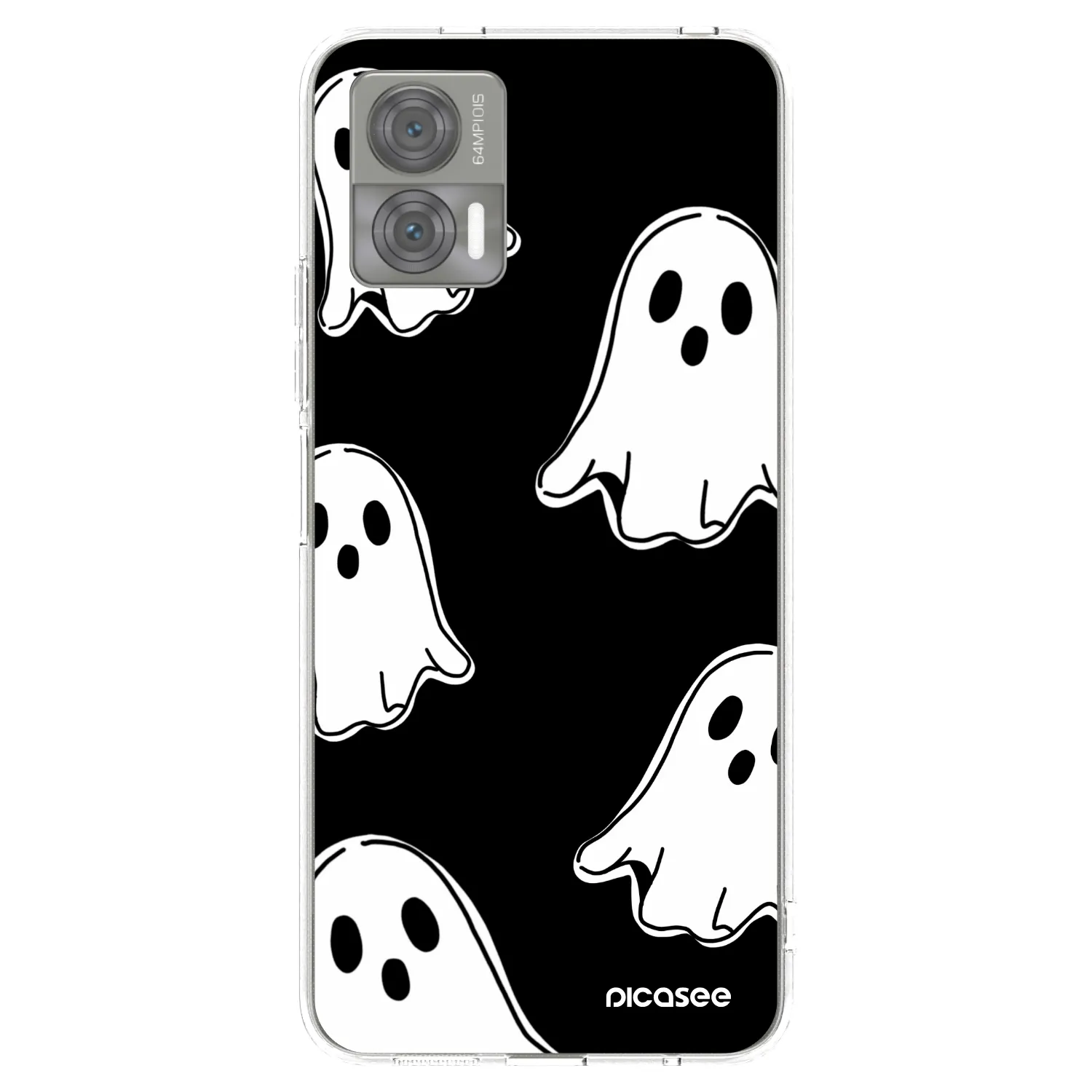 Picasee silikonový průhledný obal pro Motorola Edge 30 Neo - Black ghosts