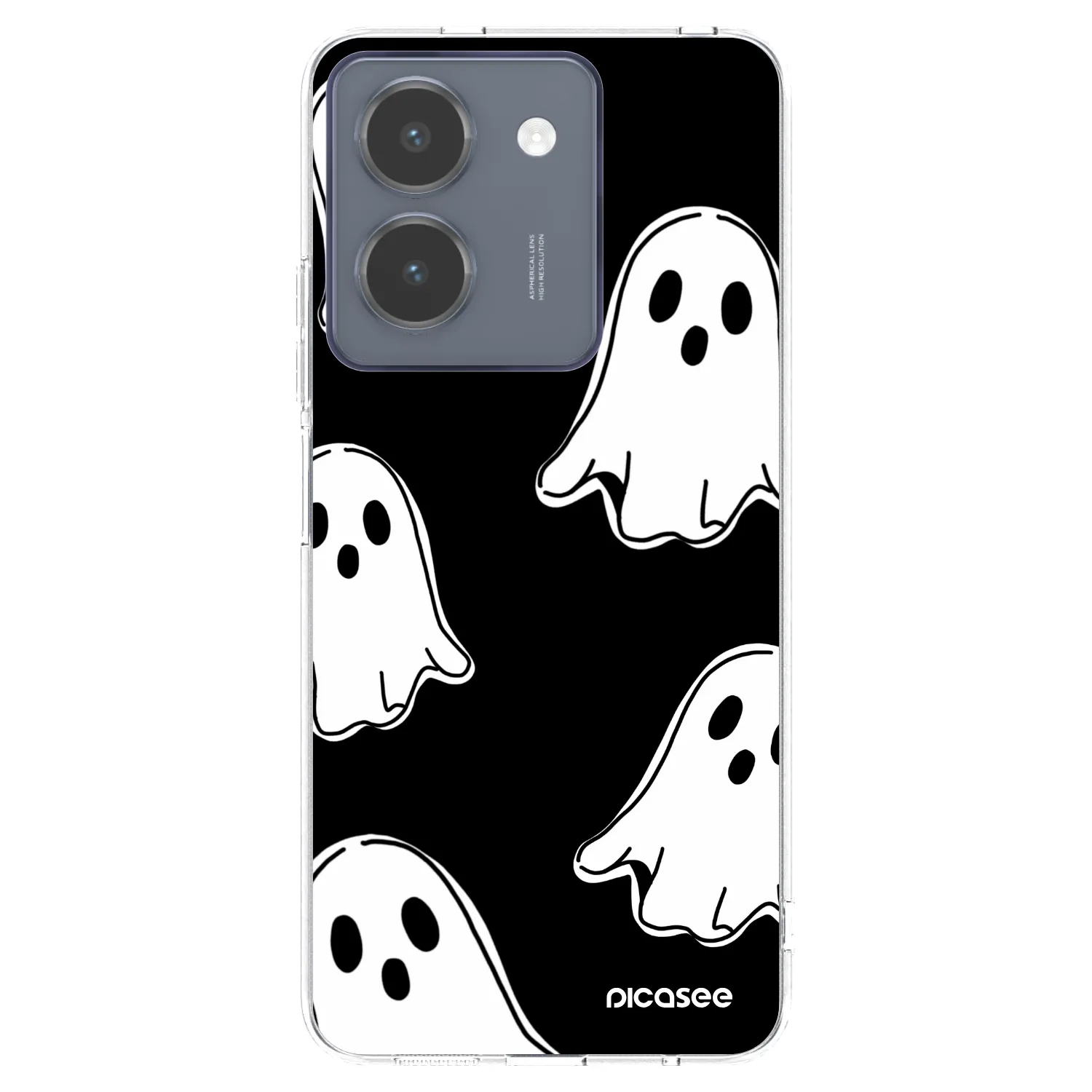 Picasee silikonový průhledný obal pro Vivo Y36 4G - Black ghosts