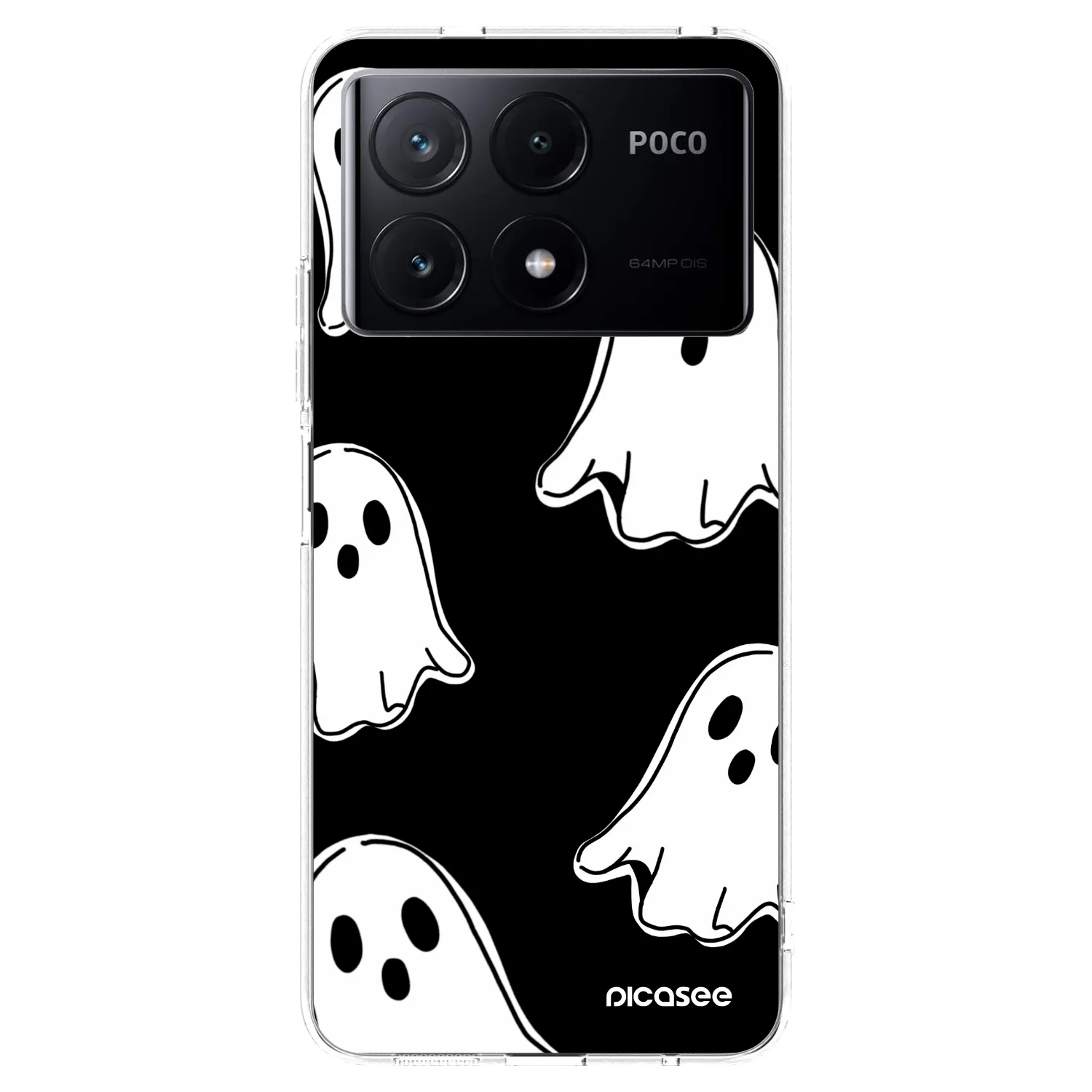 Picasee silikonový průhledný obal pro Xiaomi Poco X6 Pro - Black ghosts