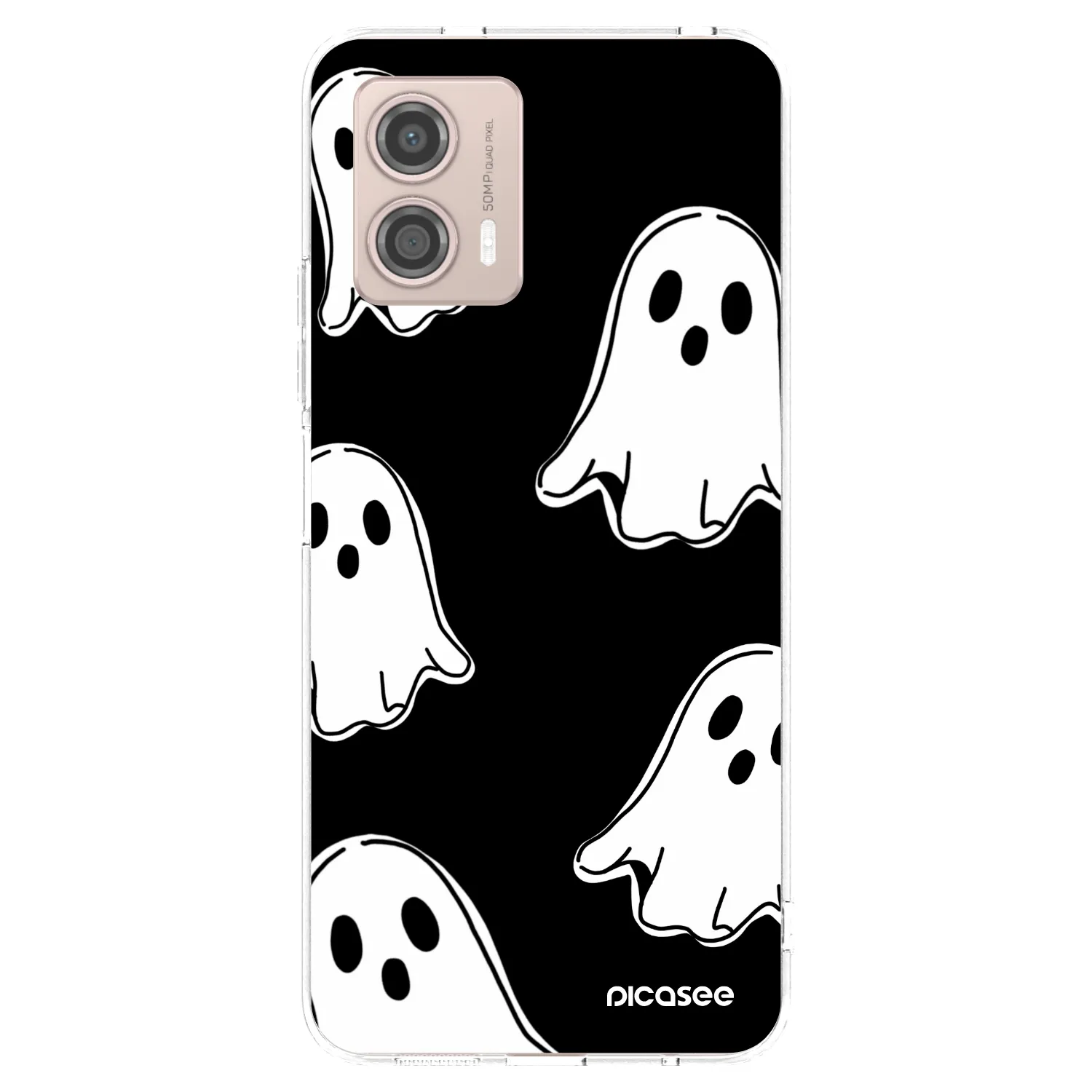 Picasee silikonový průhledný obal pro Motorola Moto G53 5G - Black ghosts