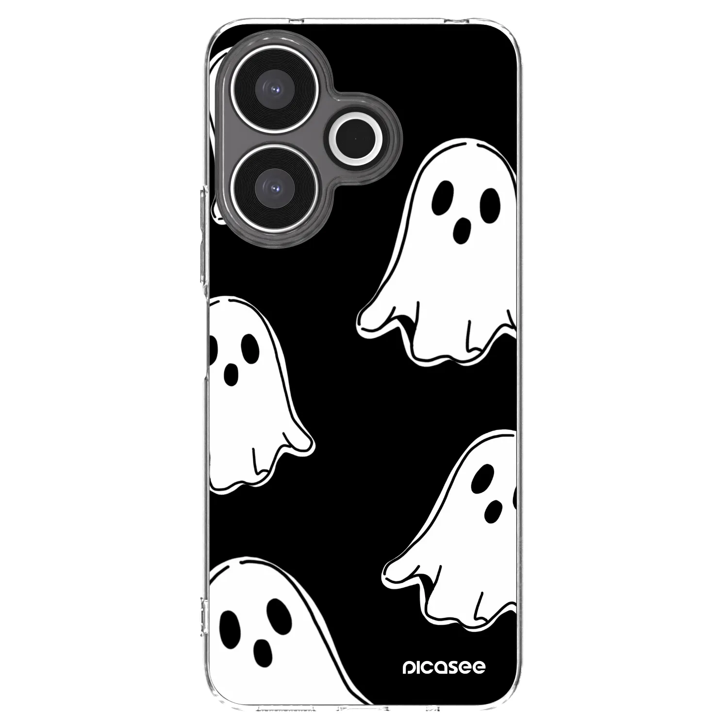 Picasee silikonový průhledný obal pro Xiaomi Redmi 13 4G - Black ghosts