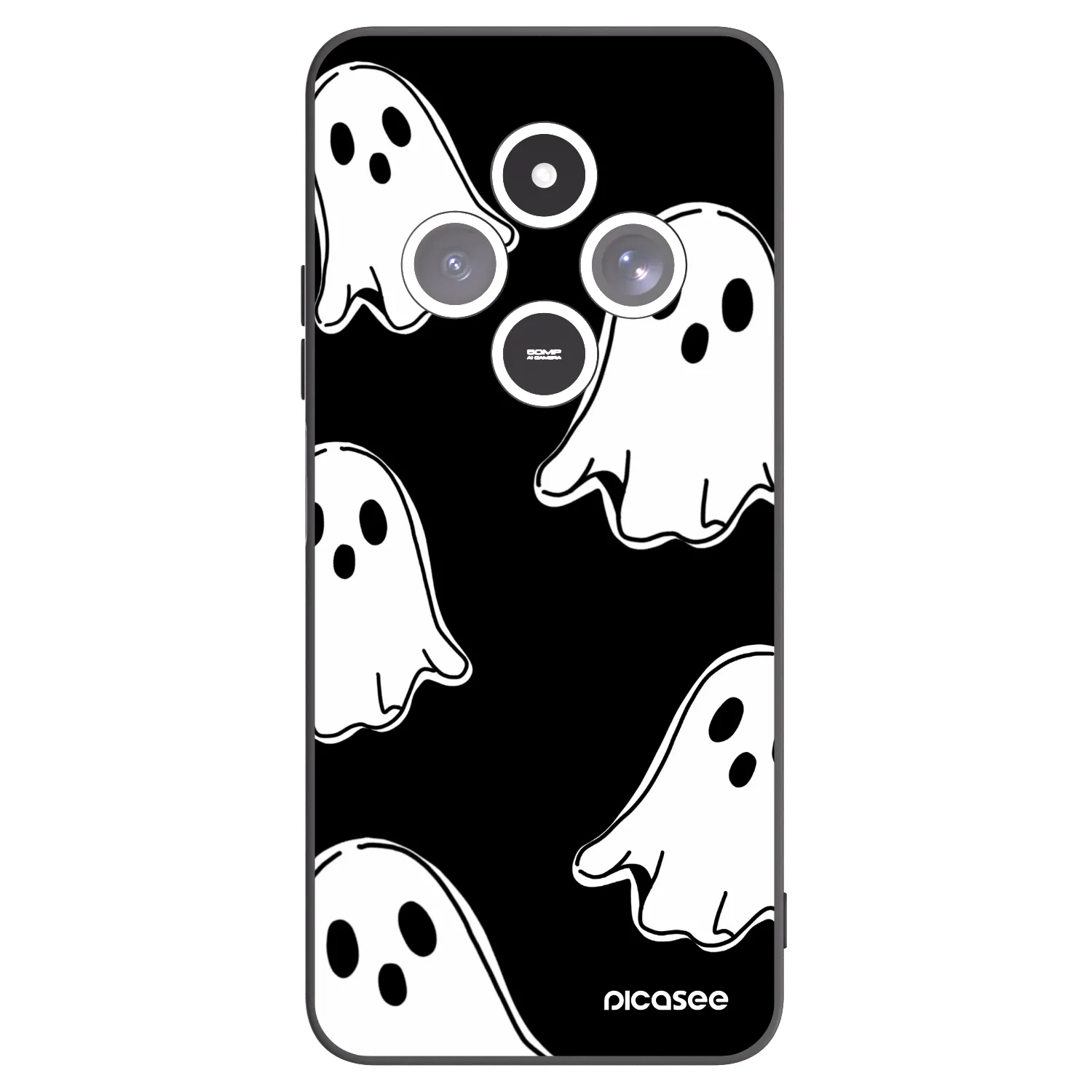 Picasee silikonový černý obal pro Xiaomi Redmi 14C - Black ghosts