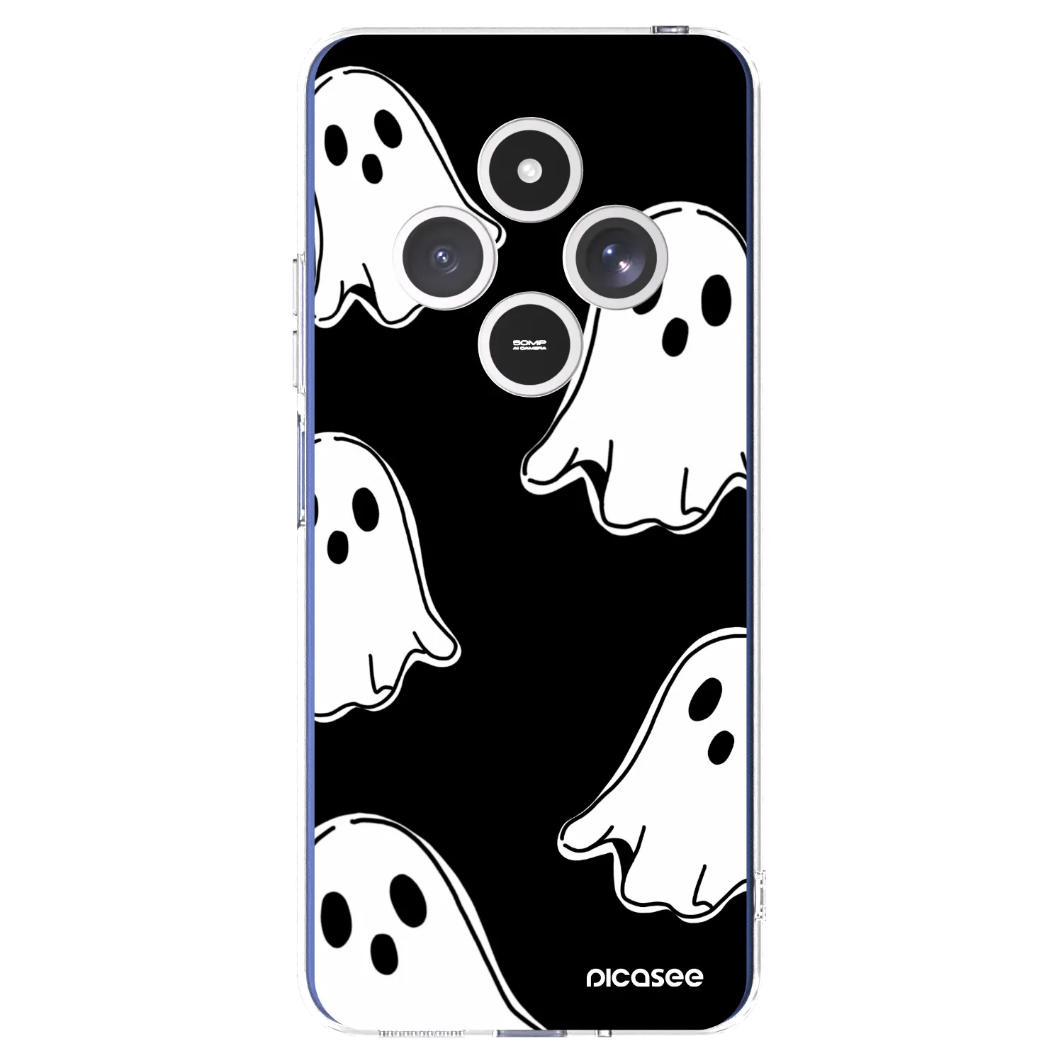 Picasee silikonový průhledný obal pro Xiaomi Redmi 14C - Black ghosts