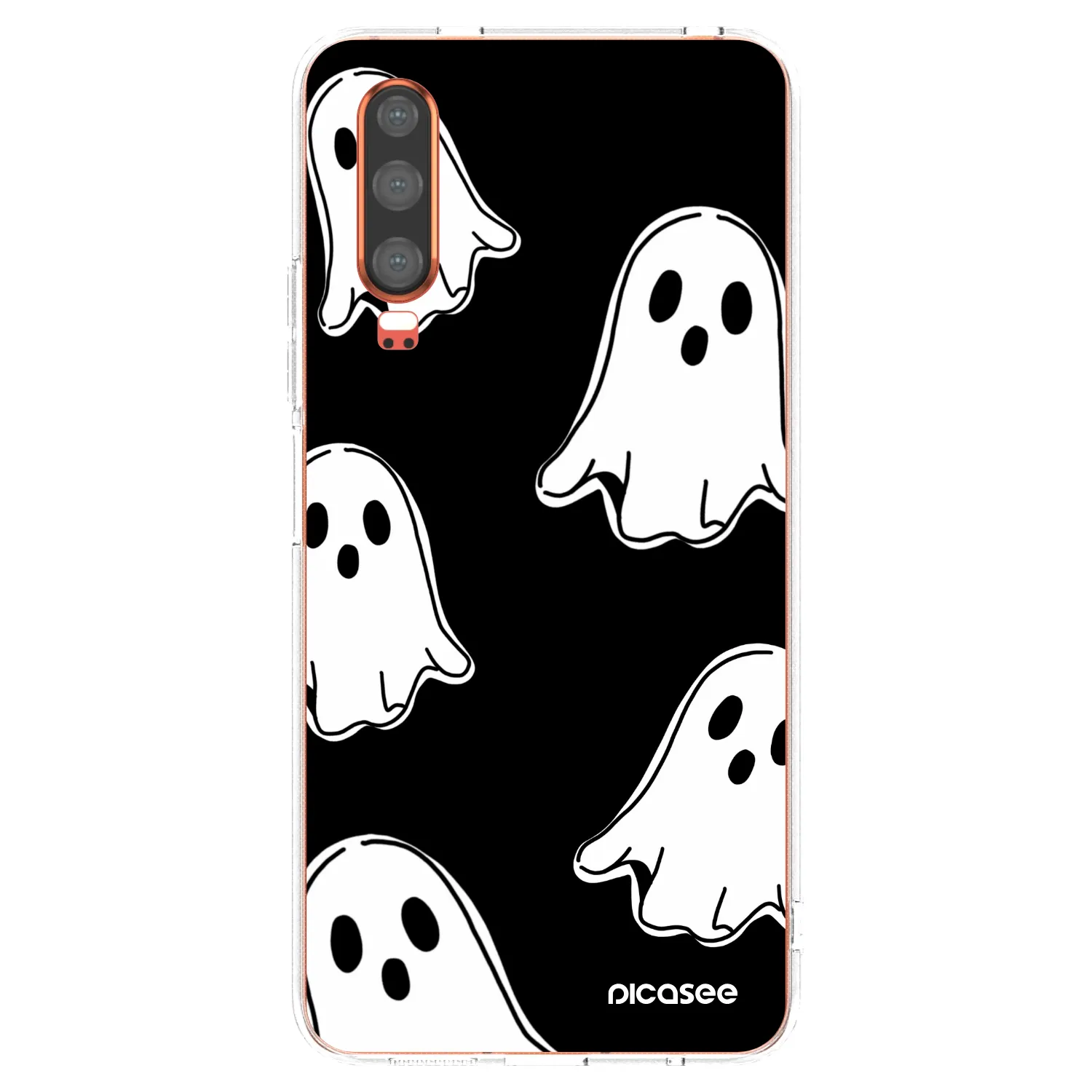 Picasee silikonový průhledný obal pro Huawei P30 - Black ghosts