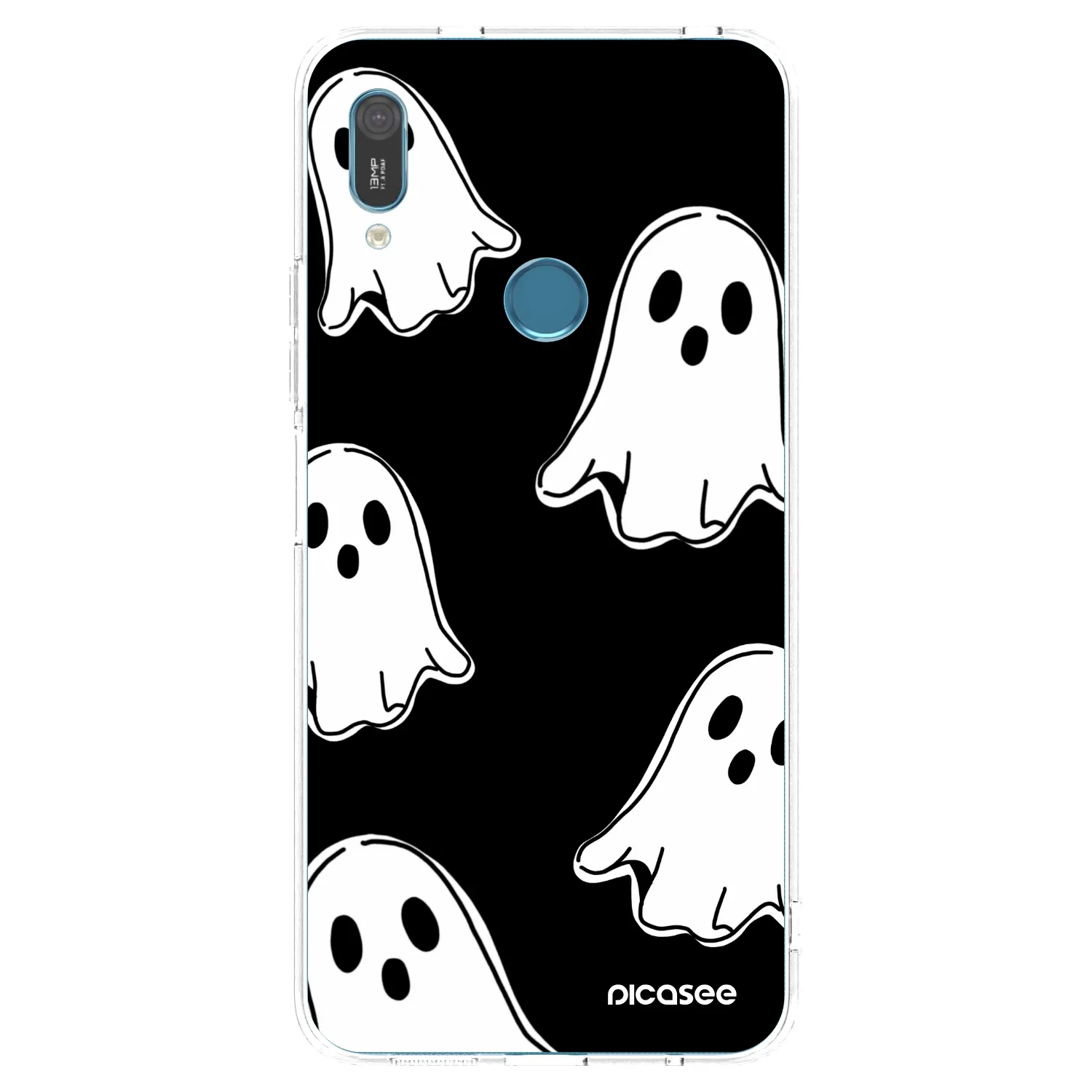 Picasee silikonový průhledný obal pro Huawei Y6 2019 - Black ghosts