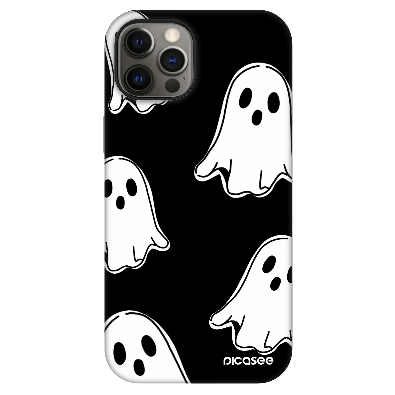 Picasee Fashion Case MagSafe Apple iPhone 12 - Black ghosts