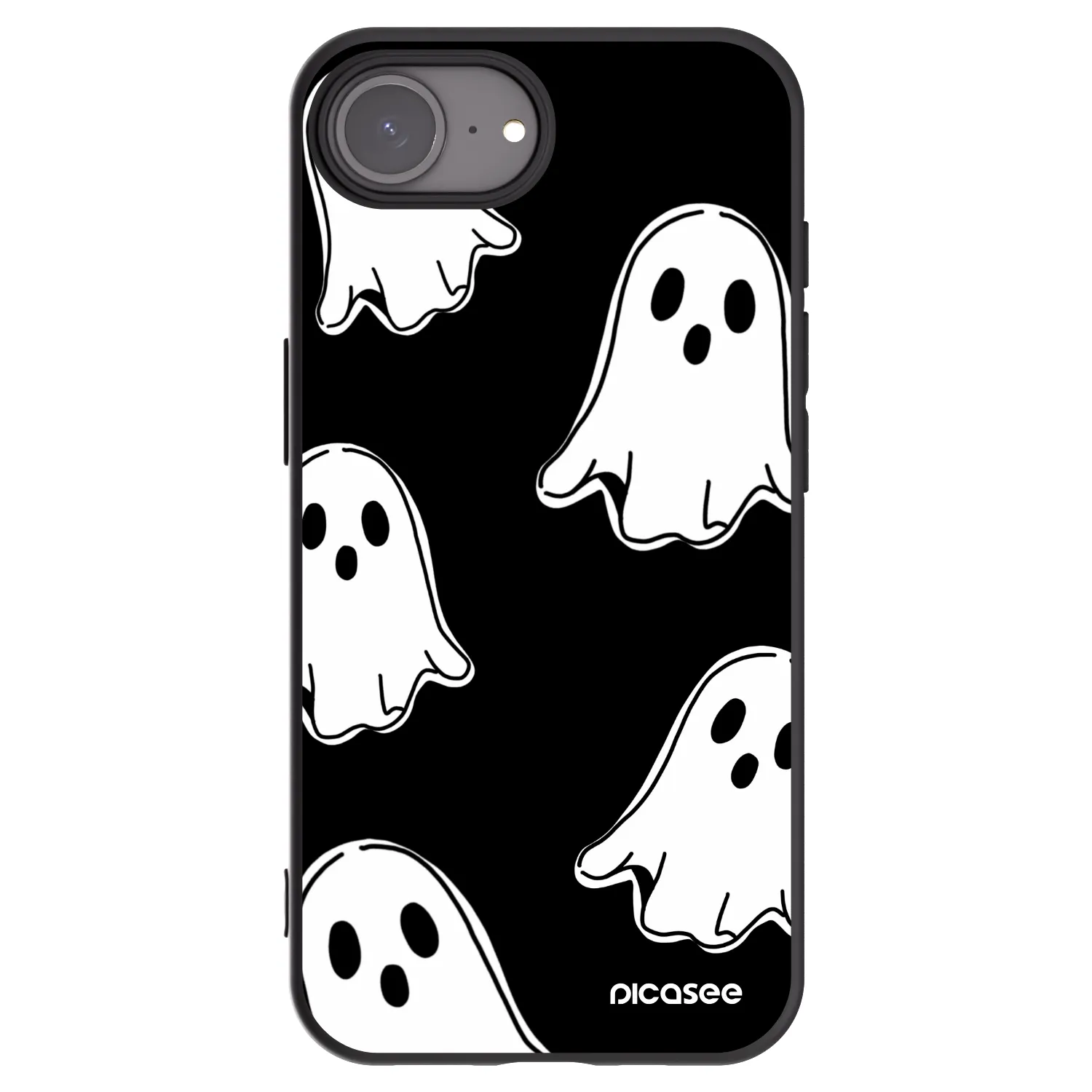 Picasee silikonový černý obal pro Apple iPhone 17e - Black ghosts
