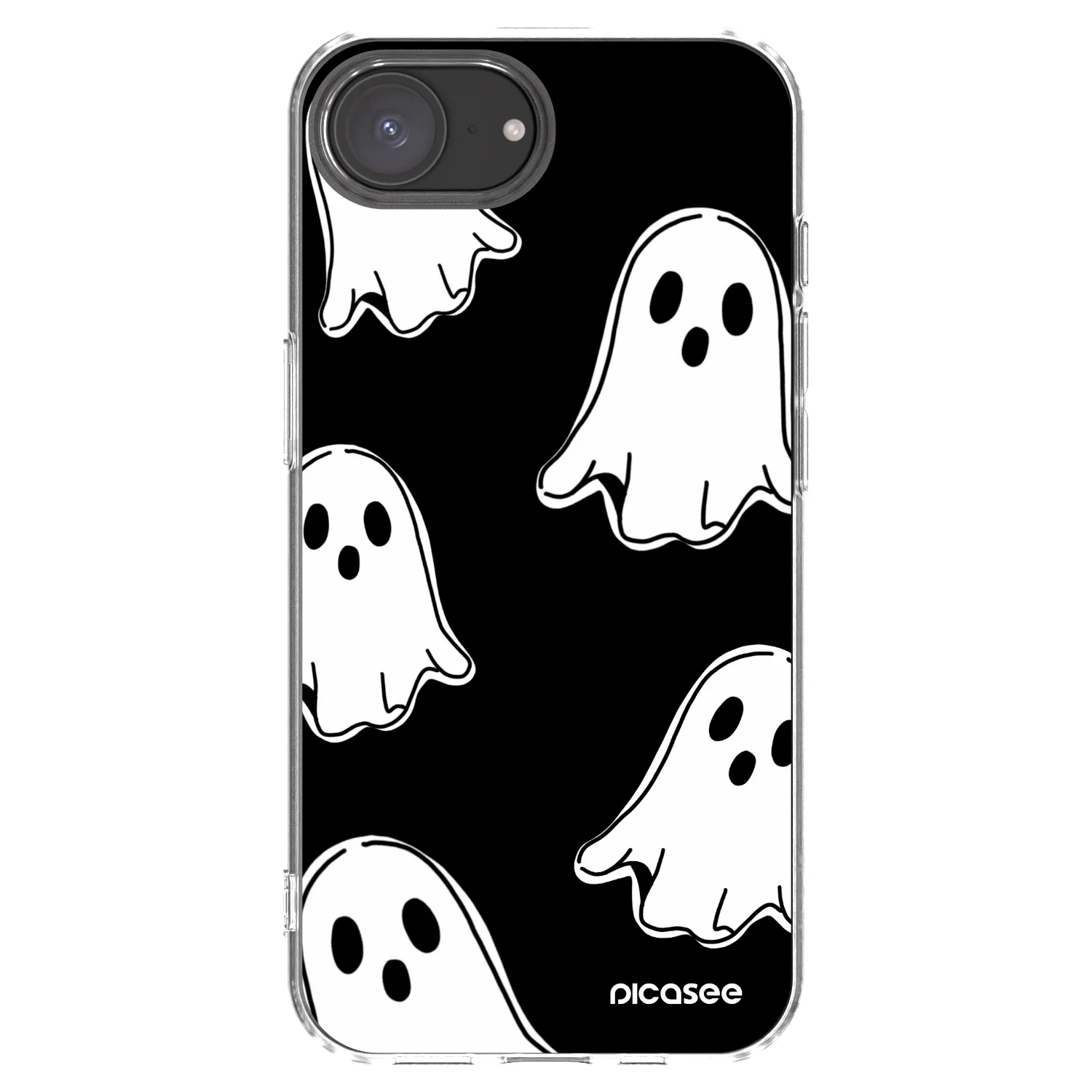 Picasee silikonový průhledný obal pro Apple iPhone 17e - Black ghosts