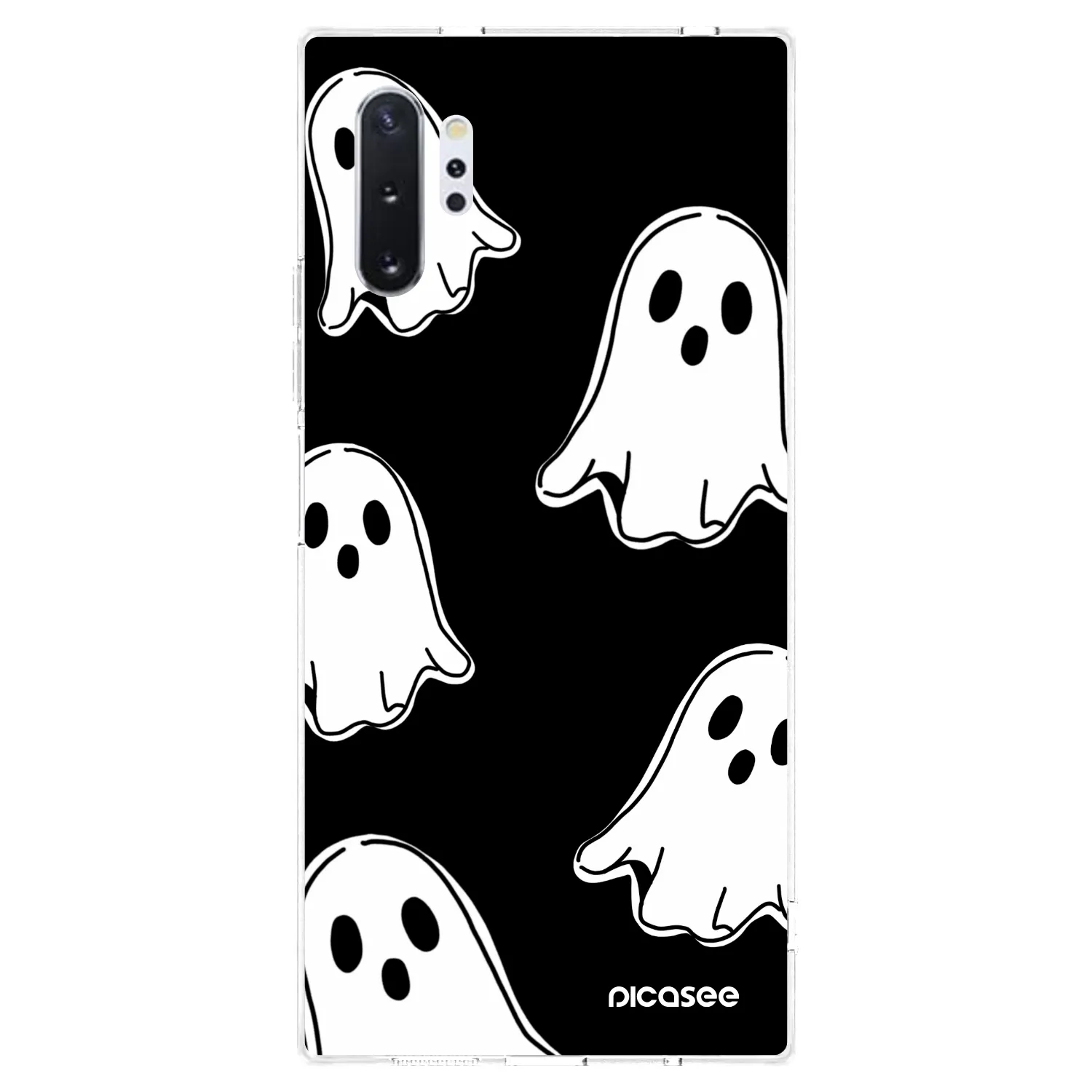 Picasee silikonový průhledný obal pro Samsung Galaxy Note 10+ N975F - Black ghosts