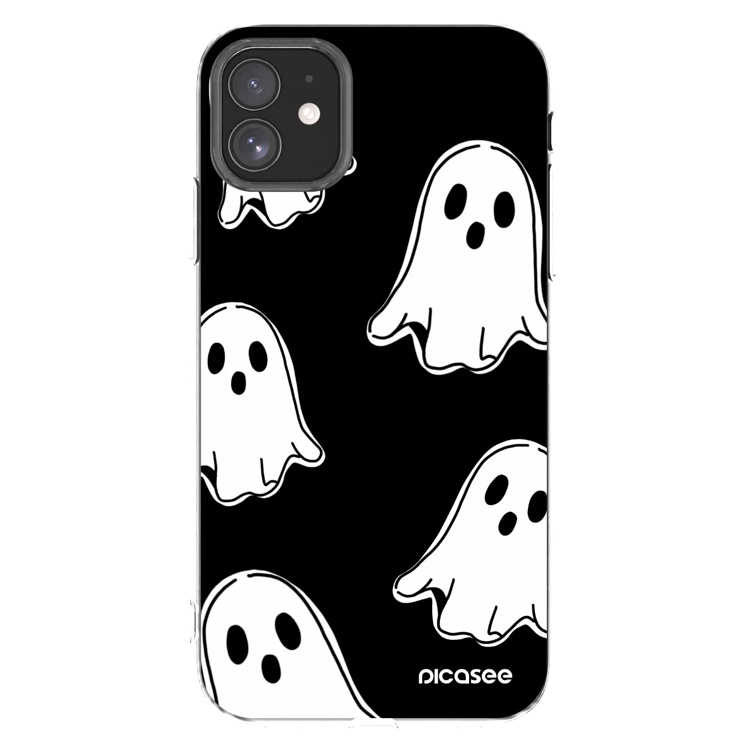 Picasee silikonový průhledný obal pro Apple iPhone 11 - Black ghosts