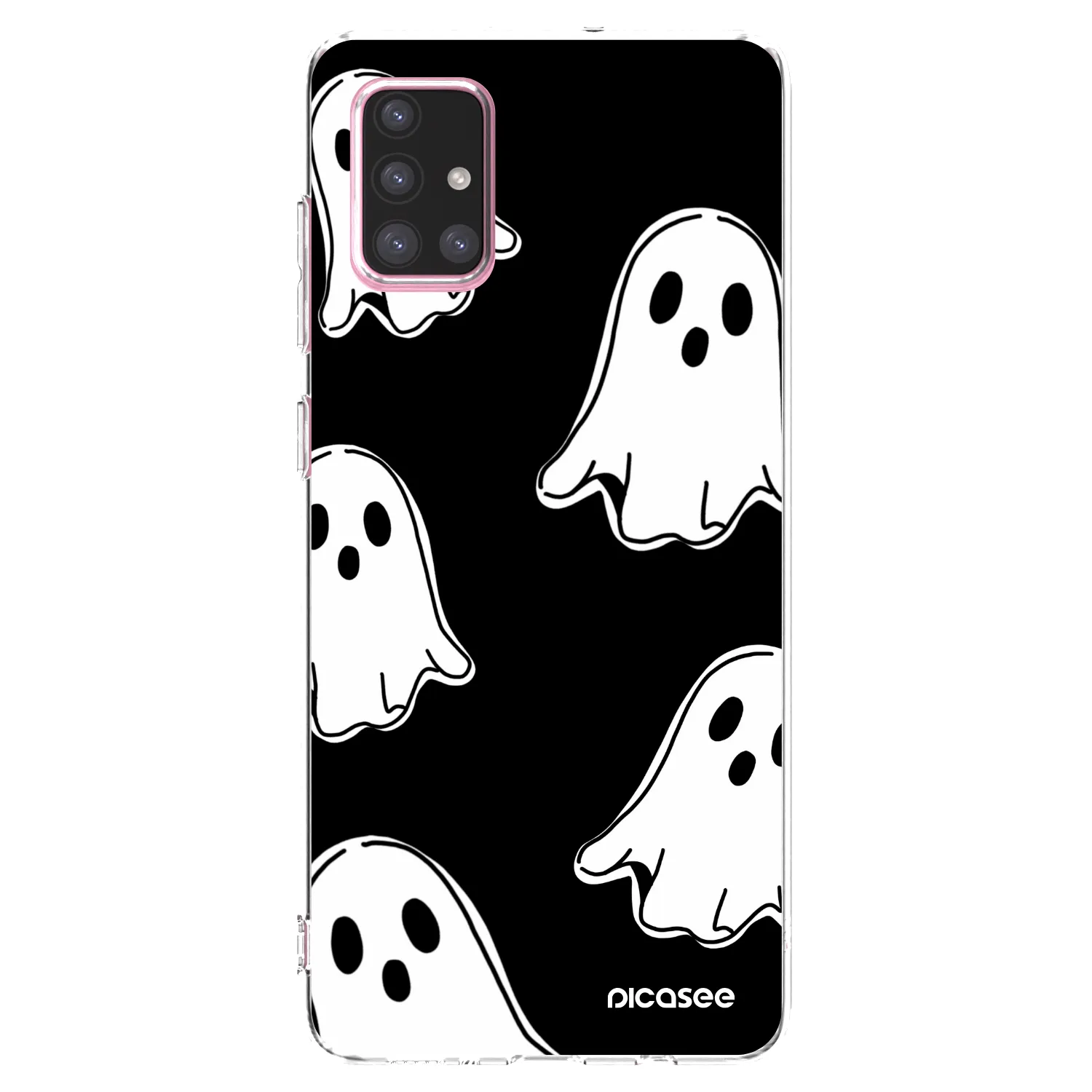 Picasee silikonový průhledný obal pro Samsung Galaxy A71 A715F - Black ghosts