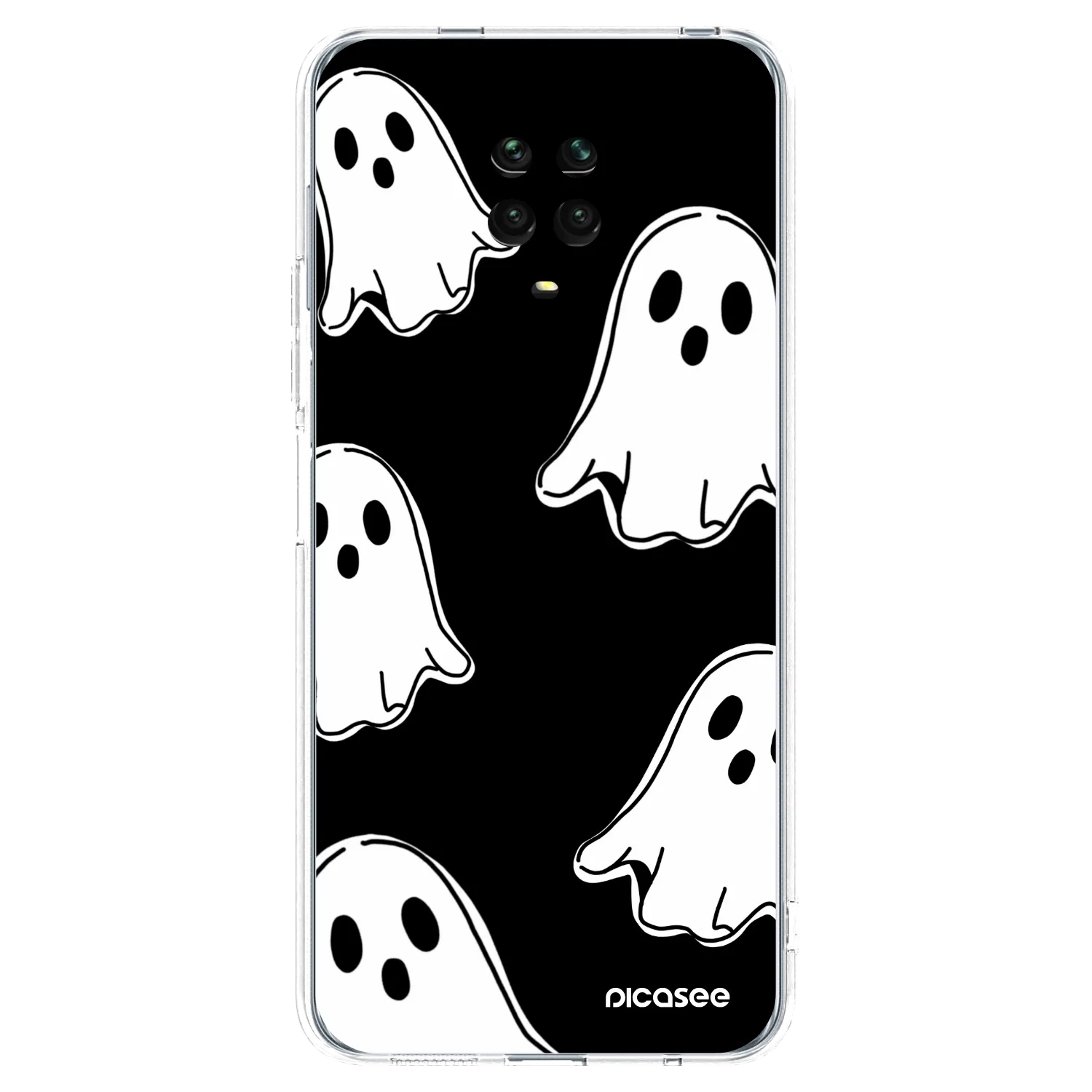 Picasee silikonový průhledný obal pro Xiaomi Redmi Note 9 Pro - Black ghosts