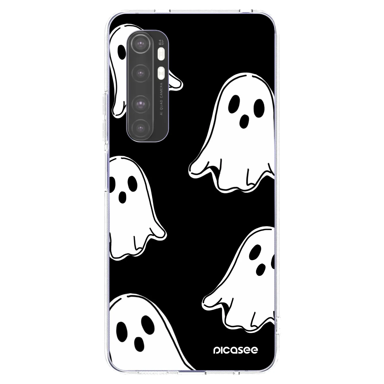 Picasee silikonový průhledný obal pro Xiaomi Mi Note 10 Lite - Black ghosts