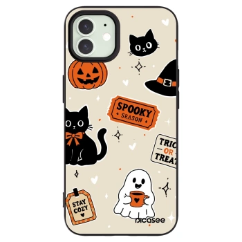 Picasee silikonový černý obal pro Apple iPhone 12 - Halloween stickers