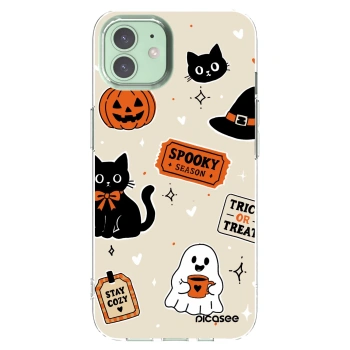 Picasee silikonový průhledný obal pro Apple iPhone 12 - Halloween stickers