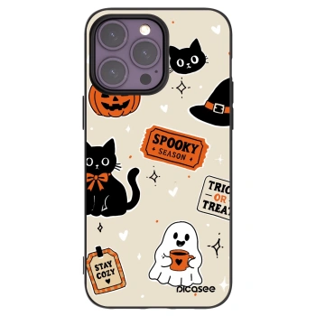 Picasee silikonový černý obal pro Apple iPhone 14 Pro Max - Halloween stickers