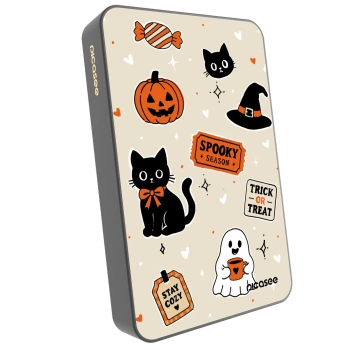 Picasee Powerbanka s MagSafe 10 000 mAh Šedá - Halloween stickers