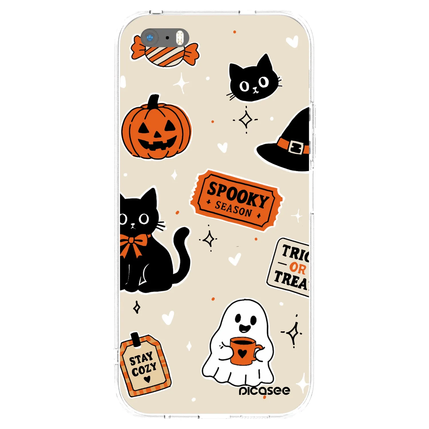 Picasee silikonový průhledný obal pro Apple iPhone 5/5S/SE - Halloween stickers