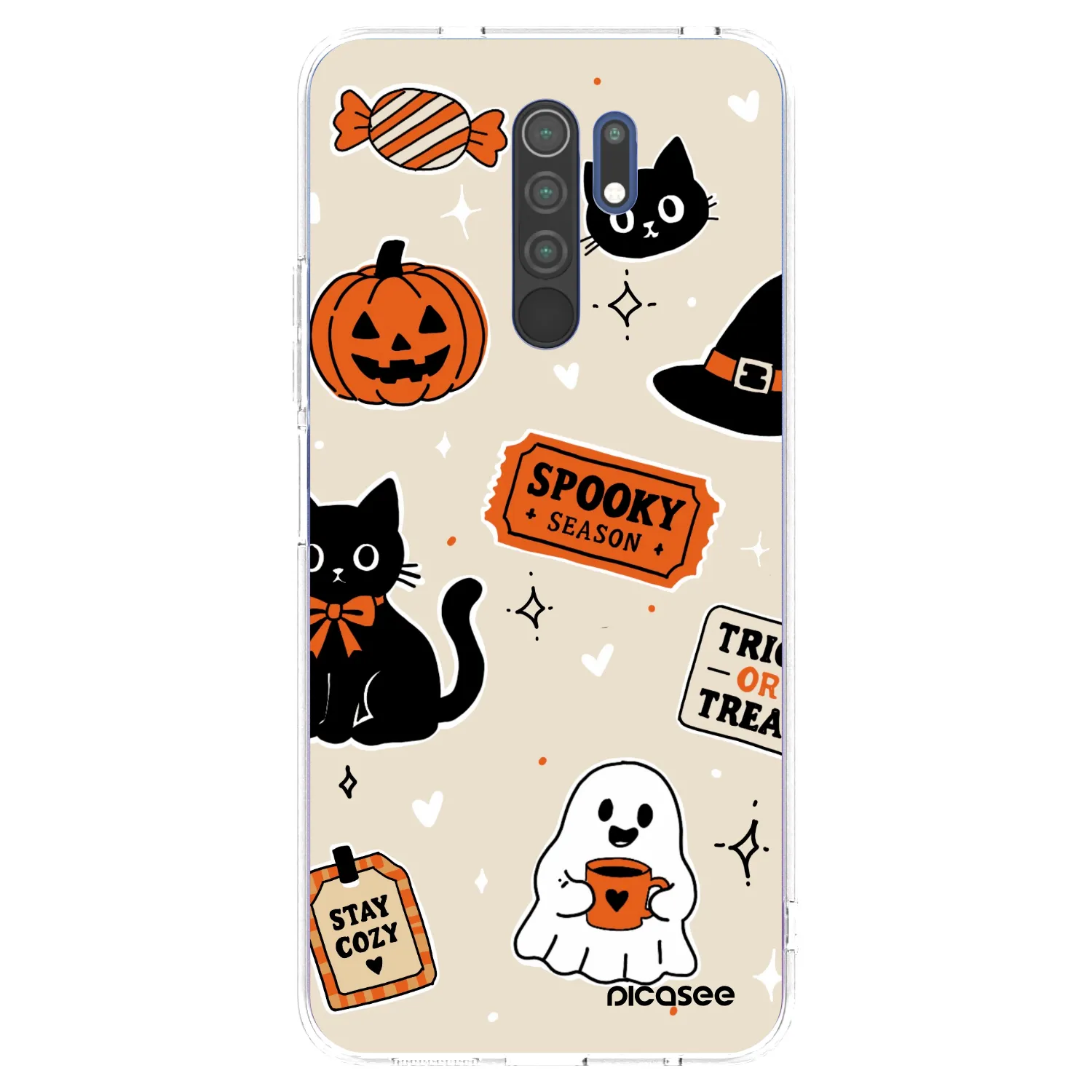 Picasee silikonový průhledný obal pro Xiaomi Redmi 9 - Halloween stickers
