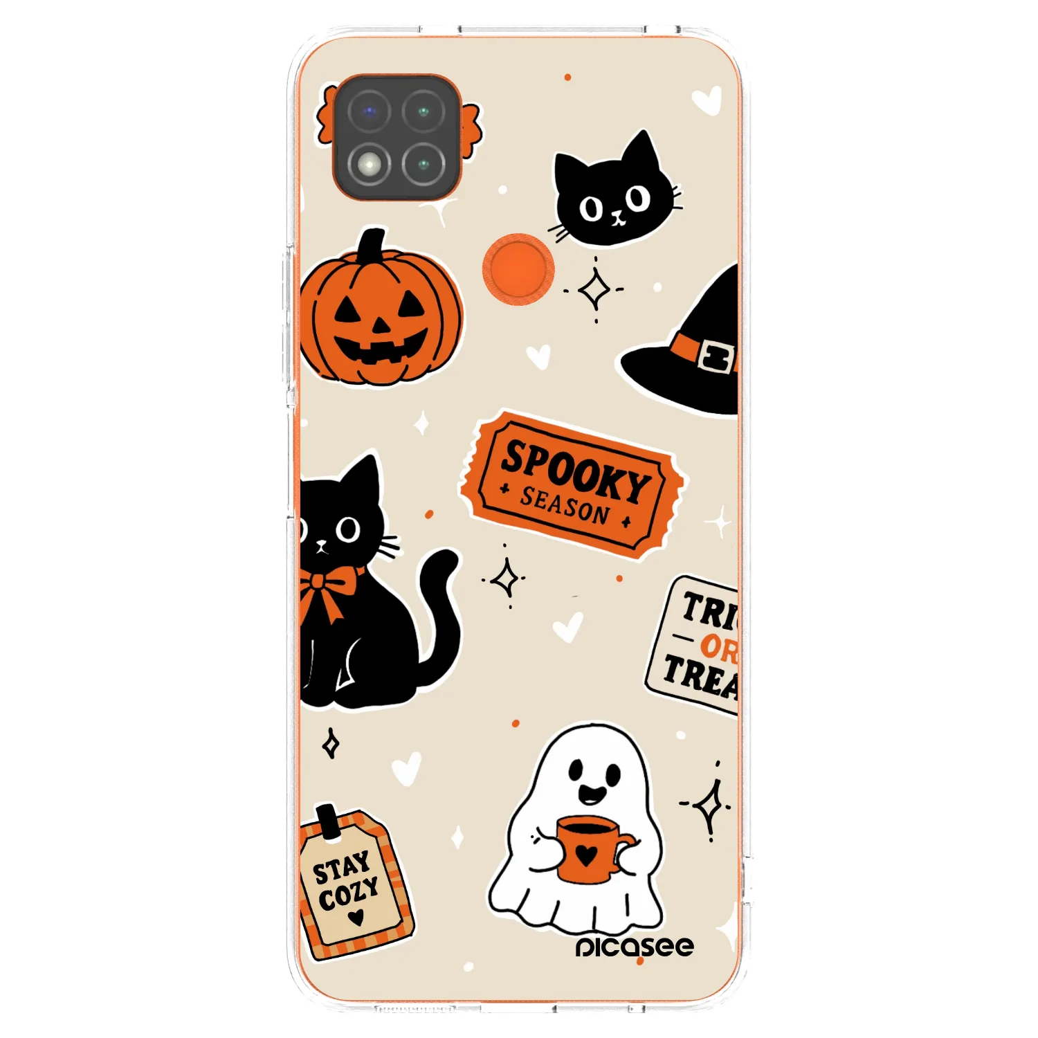 Picasee silikonový průhledný obal pro Xiaomi Redmi 9C - Halloween stickers