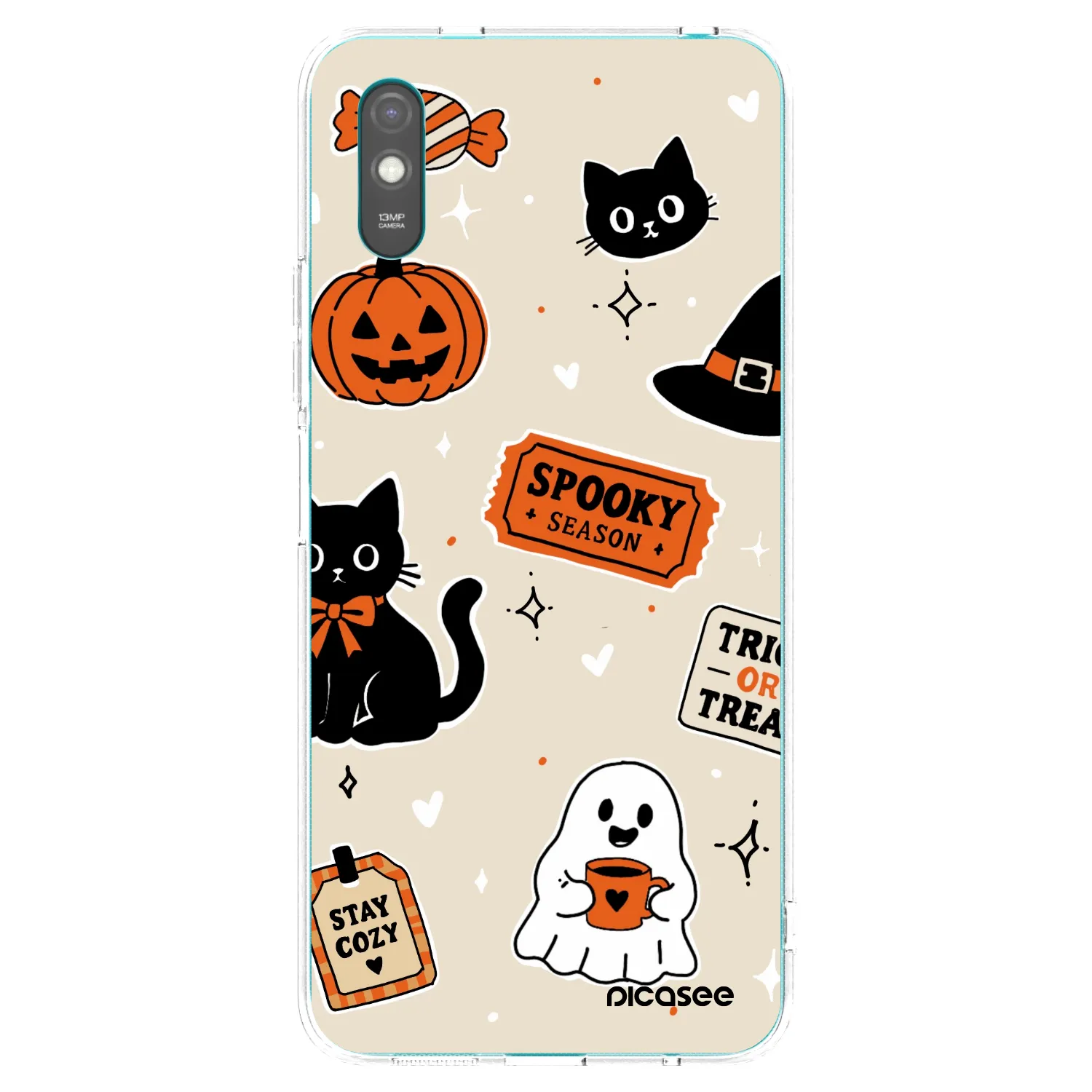Picasee silikonový průhledný obal pro Xiaomi Redmi 9A - Halloween stickers