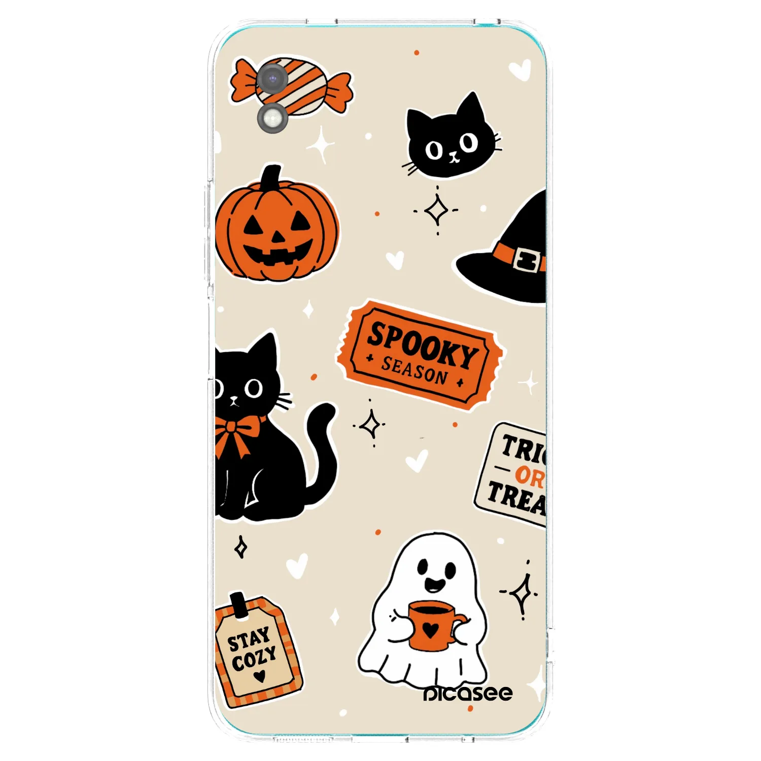 Picasee silikonový černý obal pro Xiaomi Redmi 9A - Halloween stickers