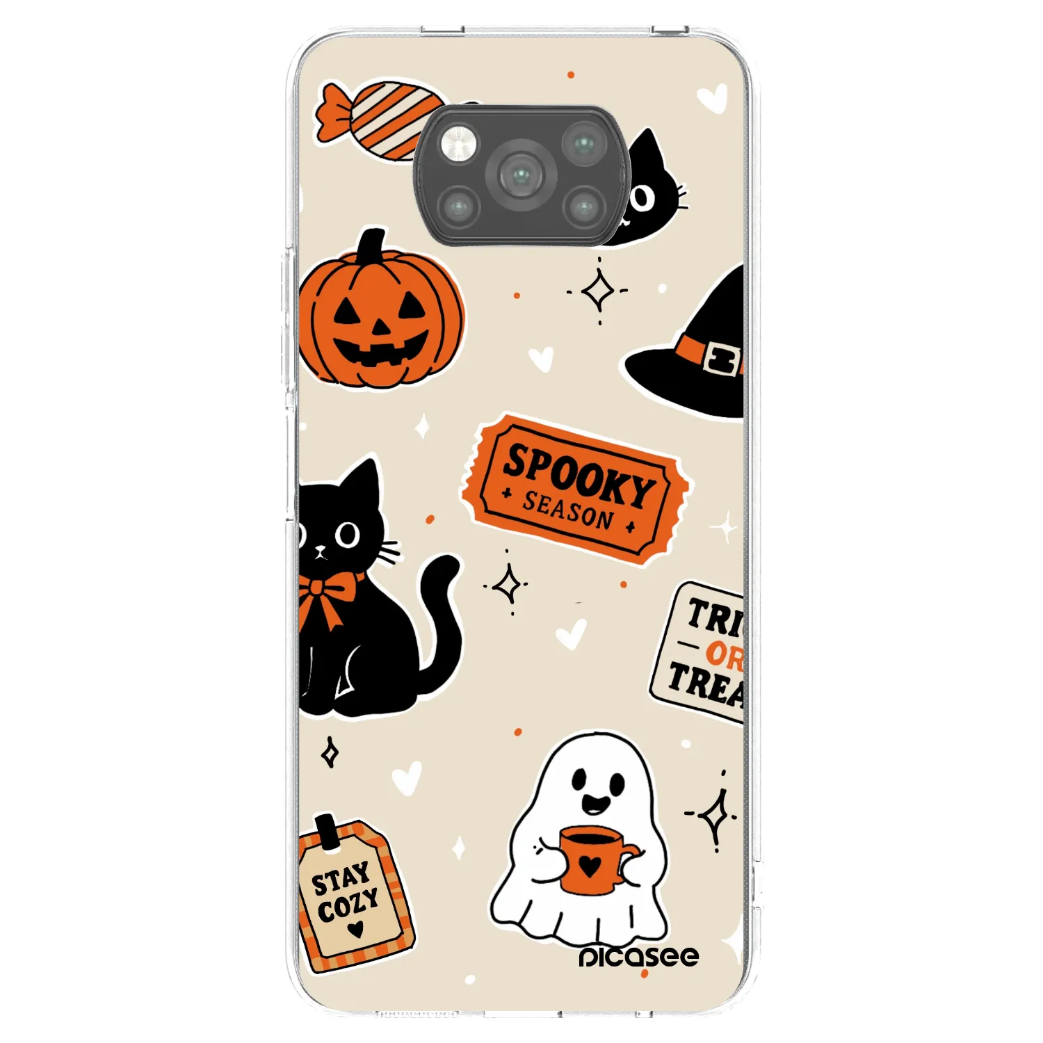 Picasee silikonový černý obal pro Xiaomi Poco X3 - Halloween stickers