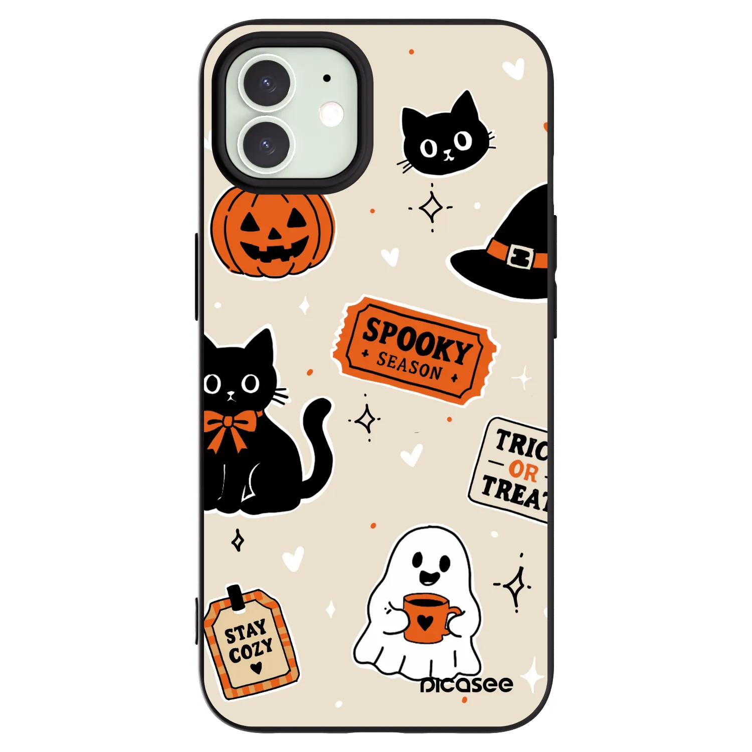 Picasee silikonový černý obal pro Apple iPhone 12 - Halloween stickers