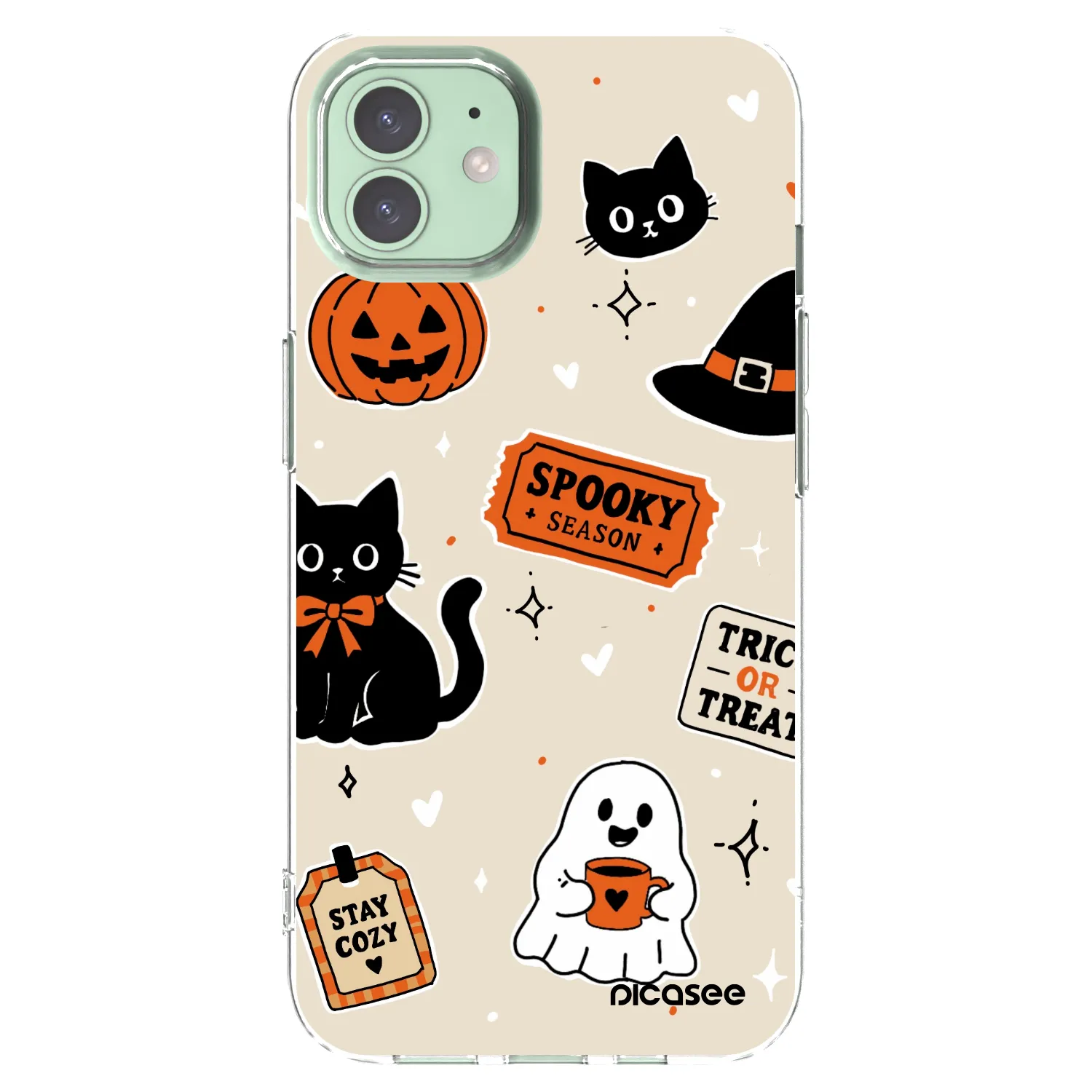 Picasee silikonový průhledný obal pro Apple iPhone 12 - Halloween stickers