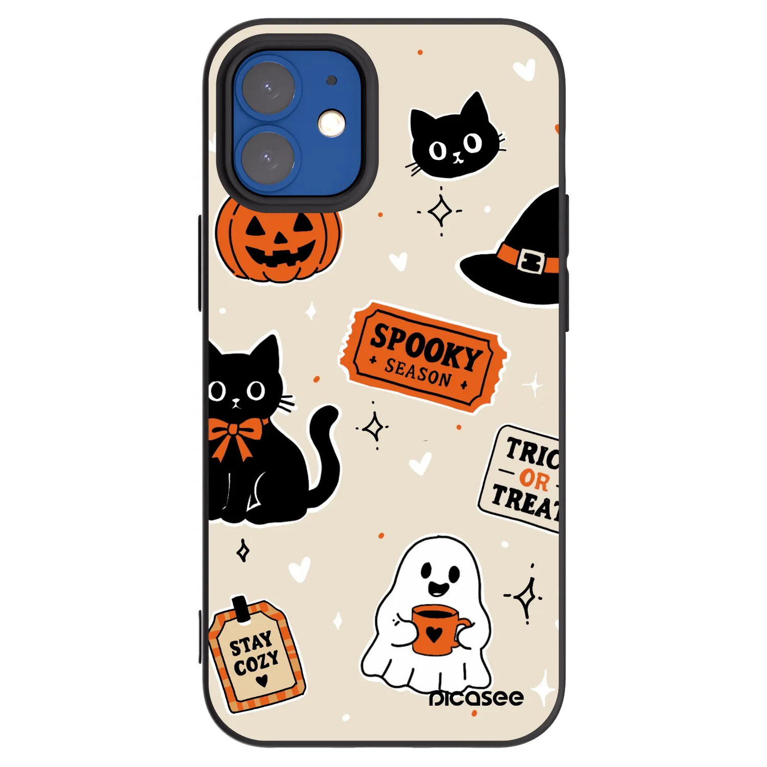 Picasee silikonový černý obal pro Apple iPhone 12 mini - Halloween stickers