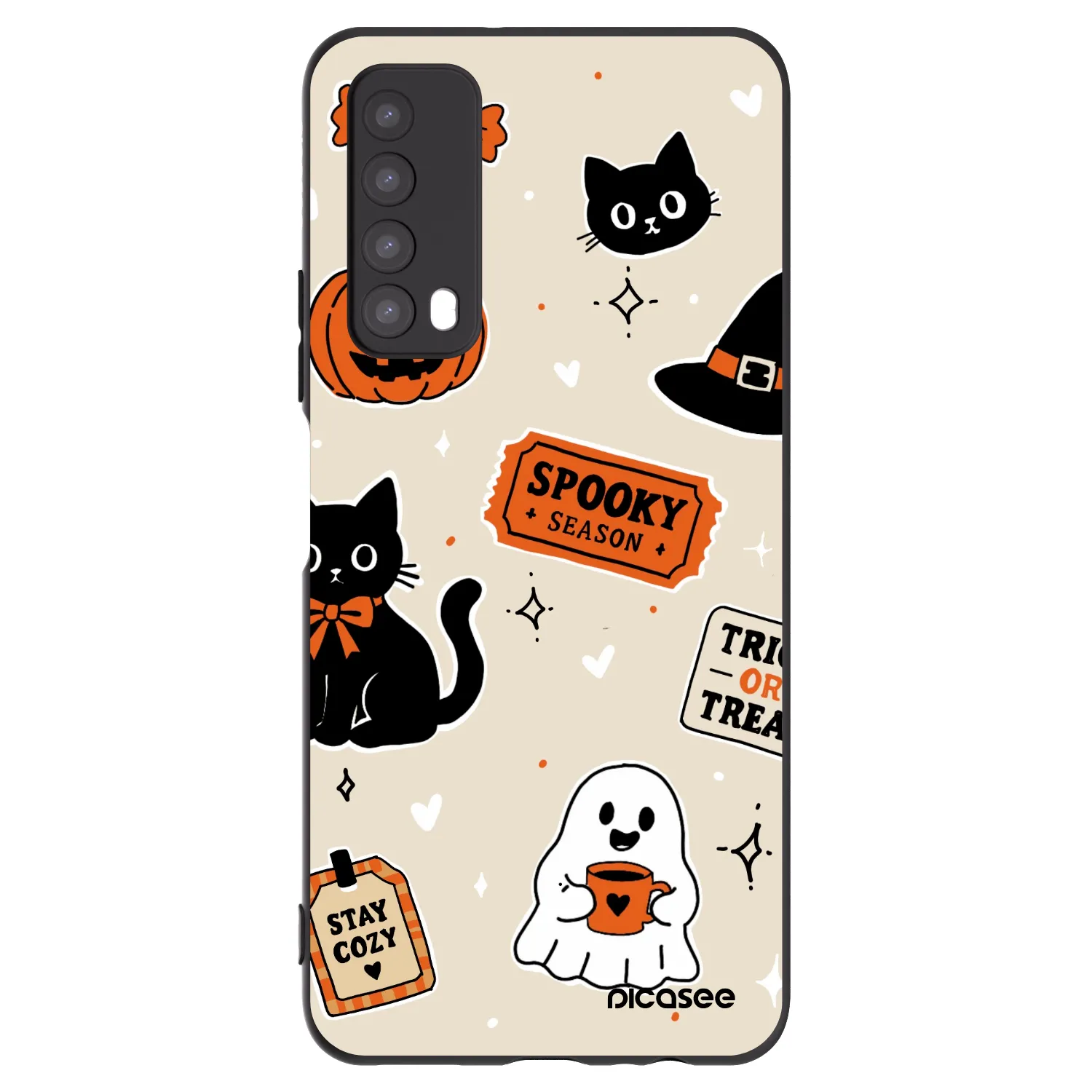 Picasee silikonový černý obal pro Huawei P Smart 2021 - Halloween stickers