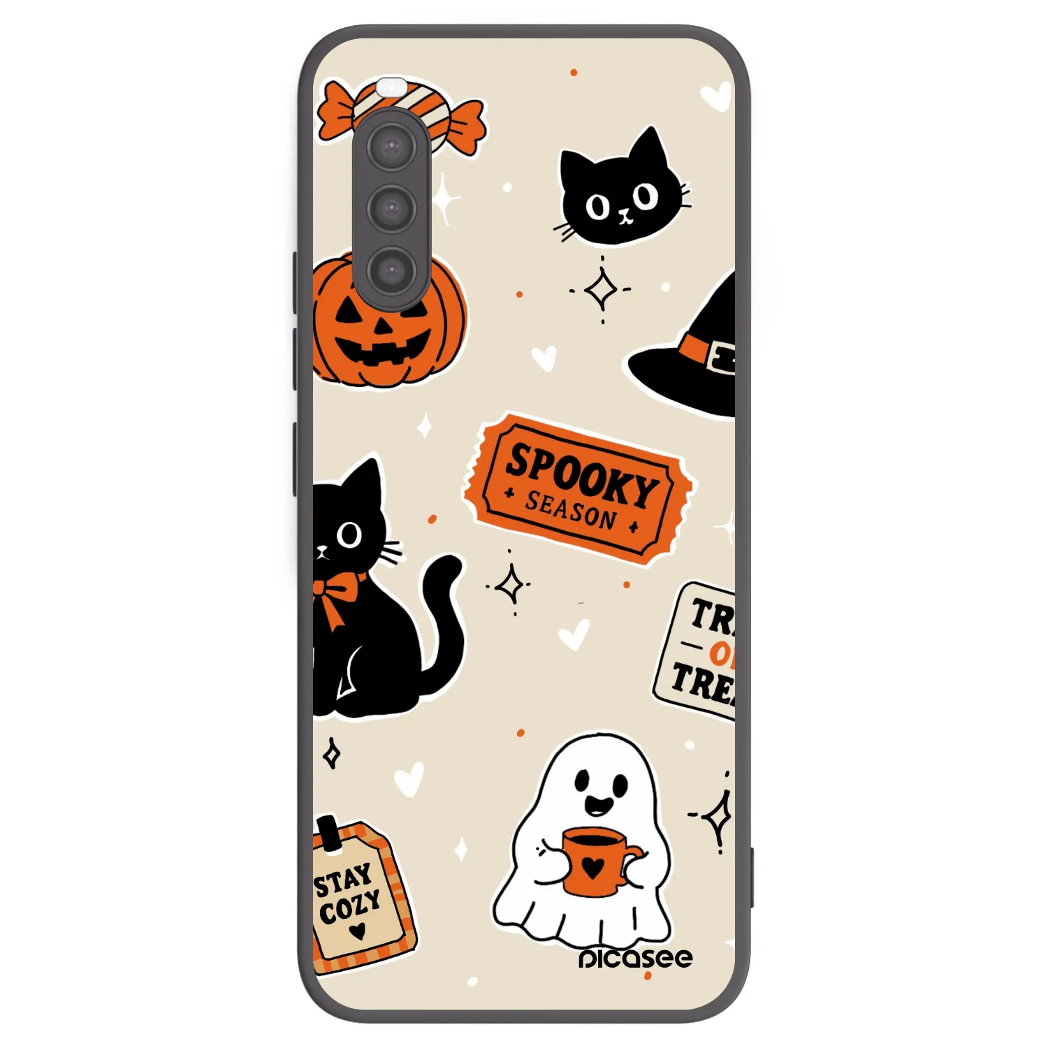 Picasee silikonový černý obal pro Sony Xperia 10 II - Halloween stickers