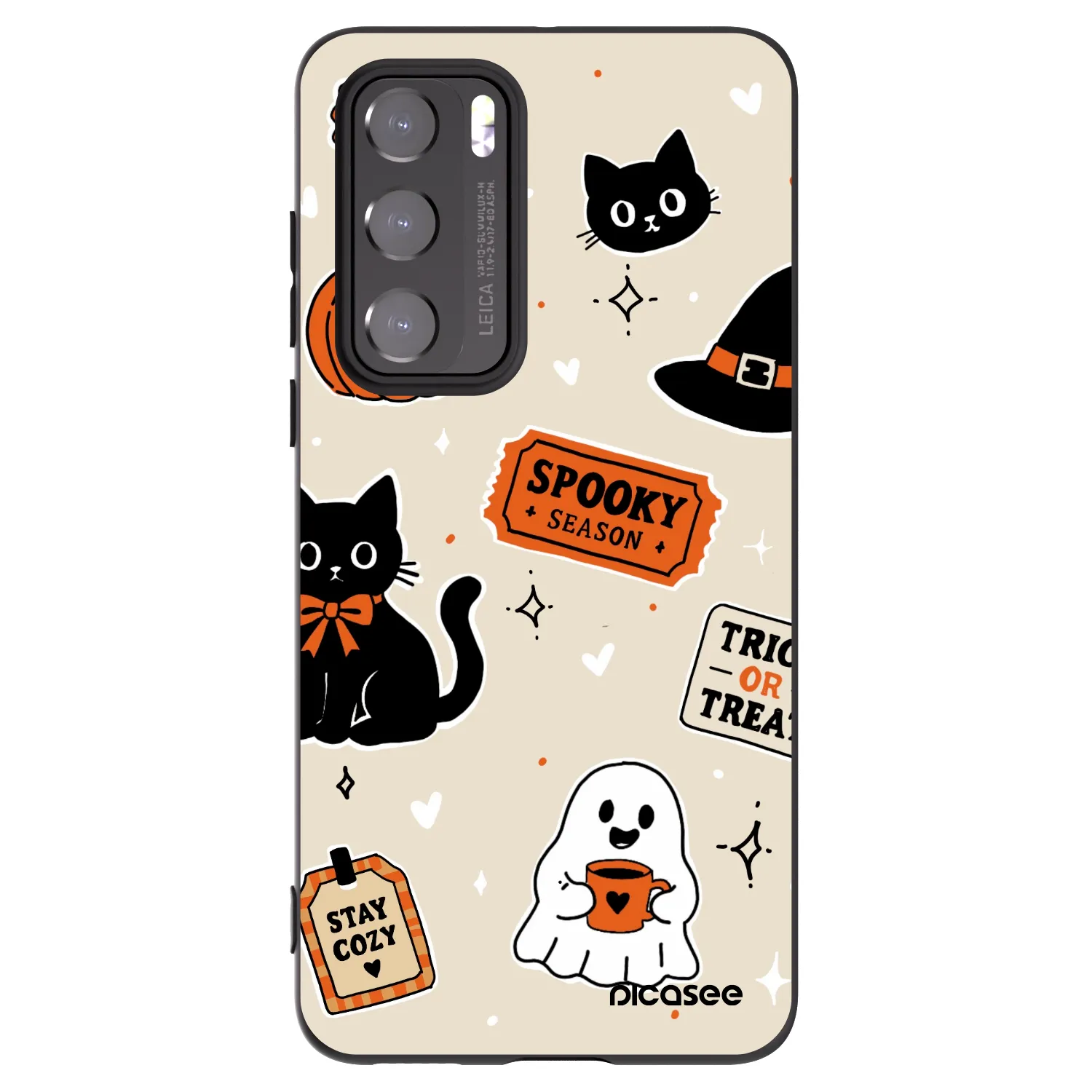 Picasee silikonový černý obal pro Huawei P40 - Halloween stickers