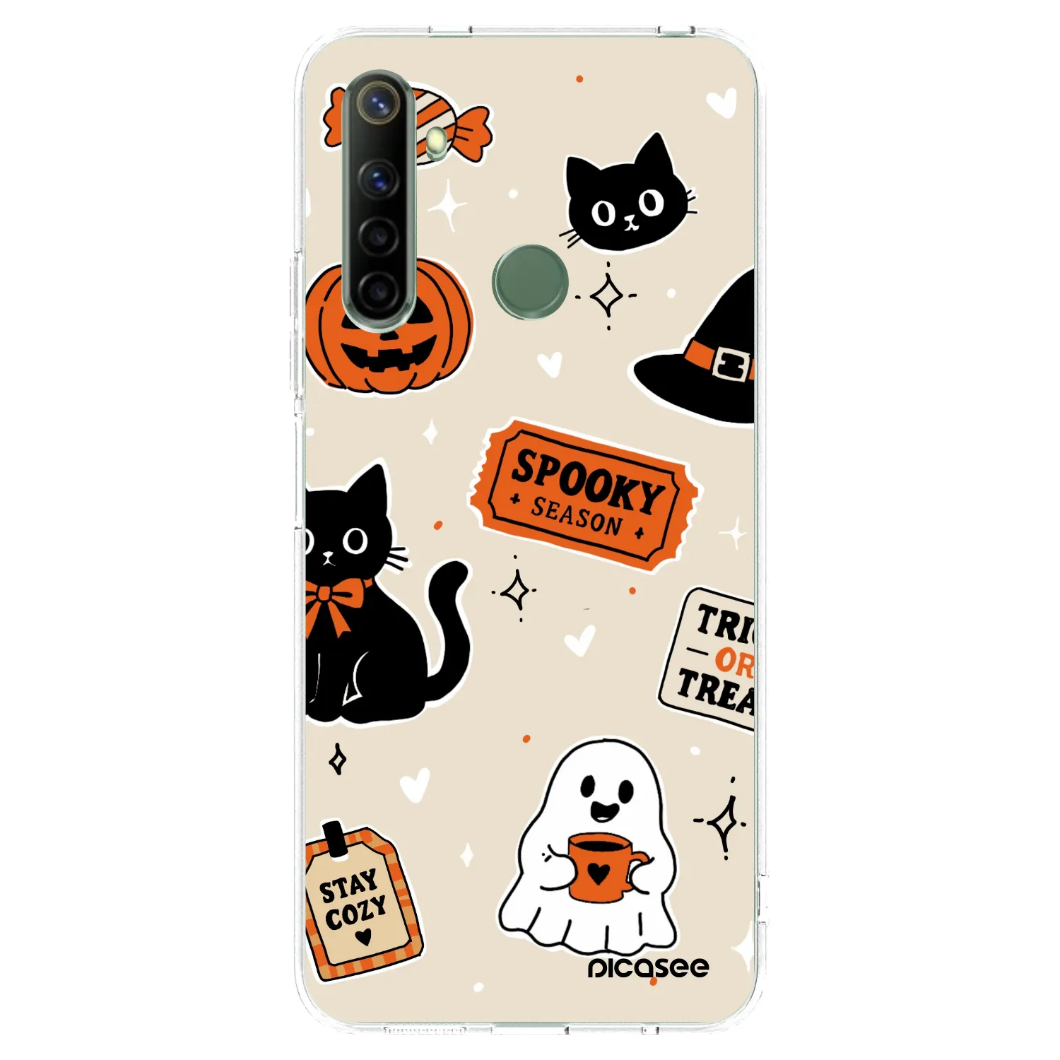 Picasee silikonový průhledný obal pro Realme 6i - Halloween stickers