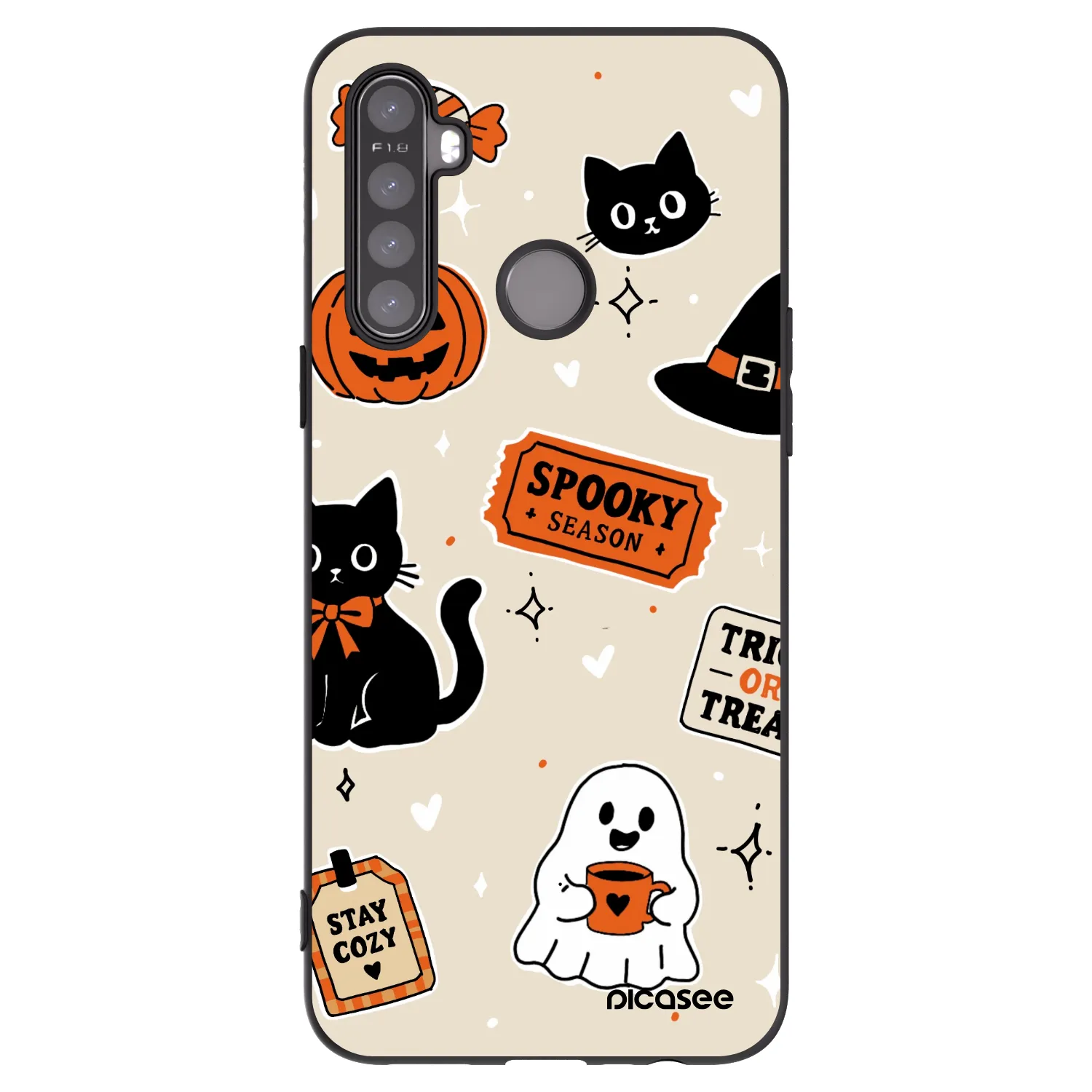 Picasee silikonový černý obal pro Realme 6i - Halloween stickers