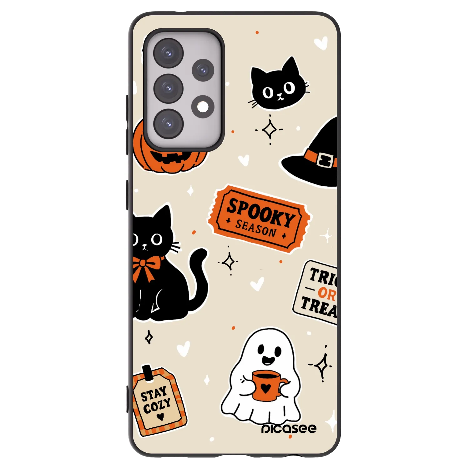 Picasee silikonový černý obal pro Samsung Galaxy A52 5G A525F - Halloween stickers