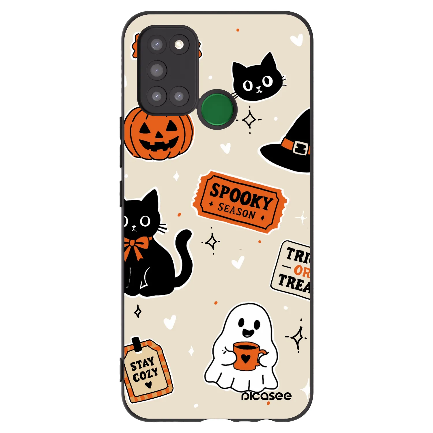 Picasee silikonový černý obal pro Realme 7i - Halloween stickers