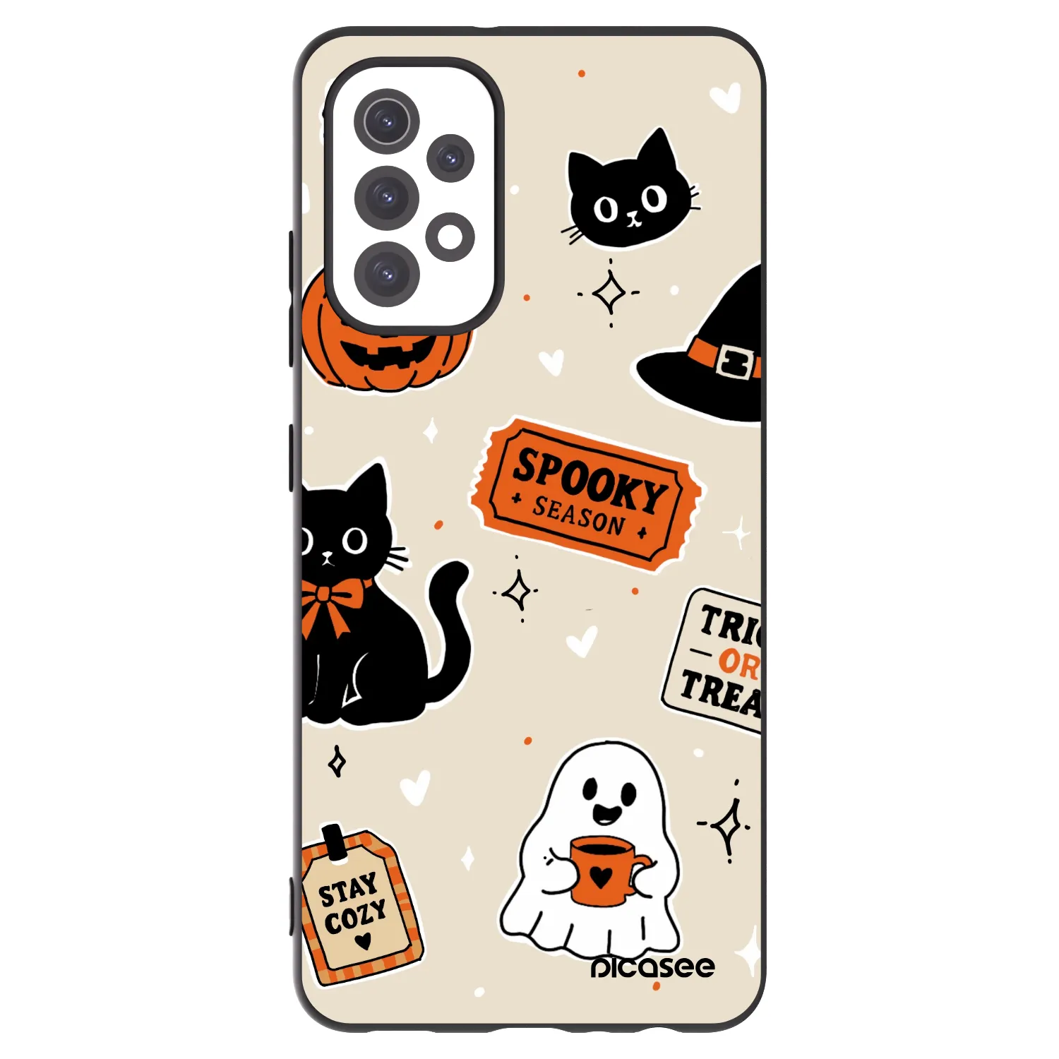 Picasee silikonový černý obal pro Samsung Galaxy A32 5G A326B - Halloween stickers