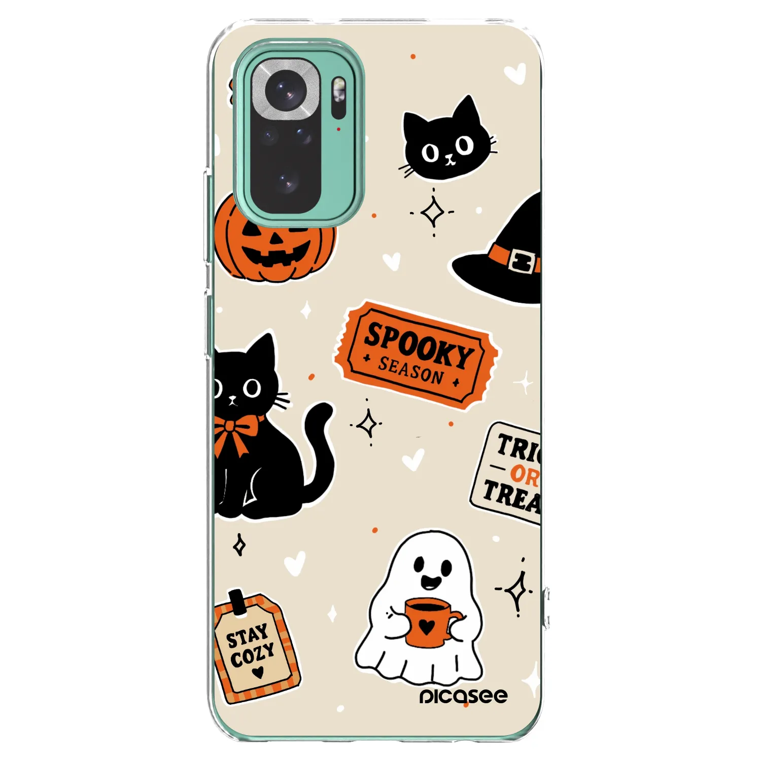 Picasee silikonový průhledný obal pro Xiaomi Redmi Note 10 Pro - Halloween stickers
