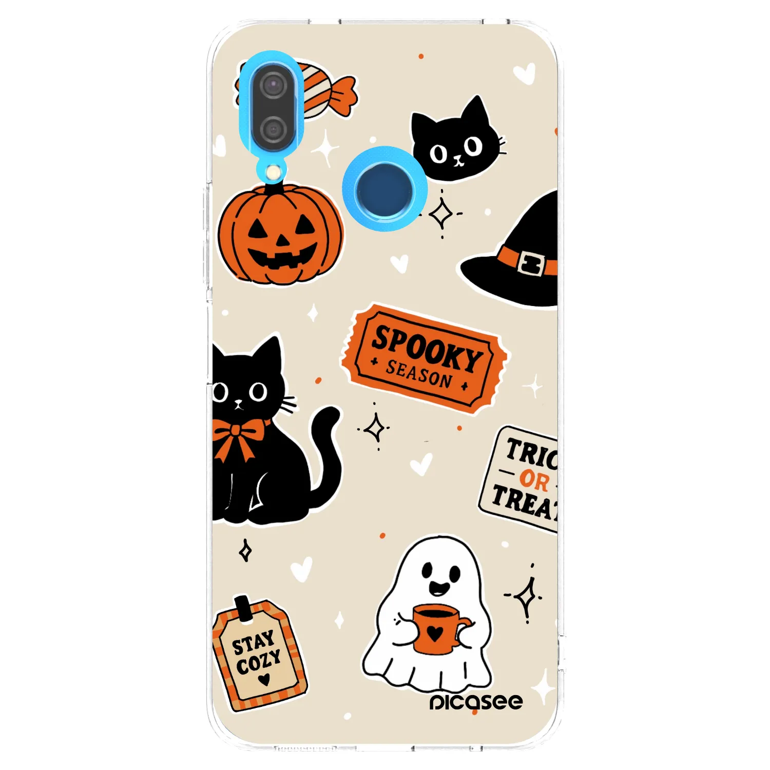 Picasee silikonový průhledný obal pro Huawei P20 Lite - Halloween stickers