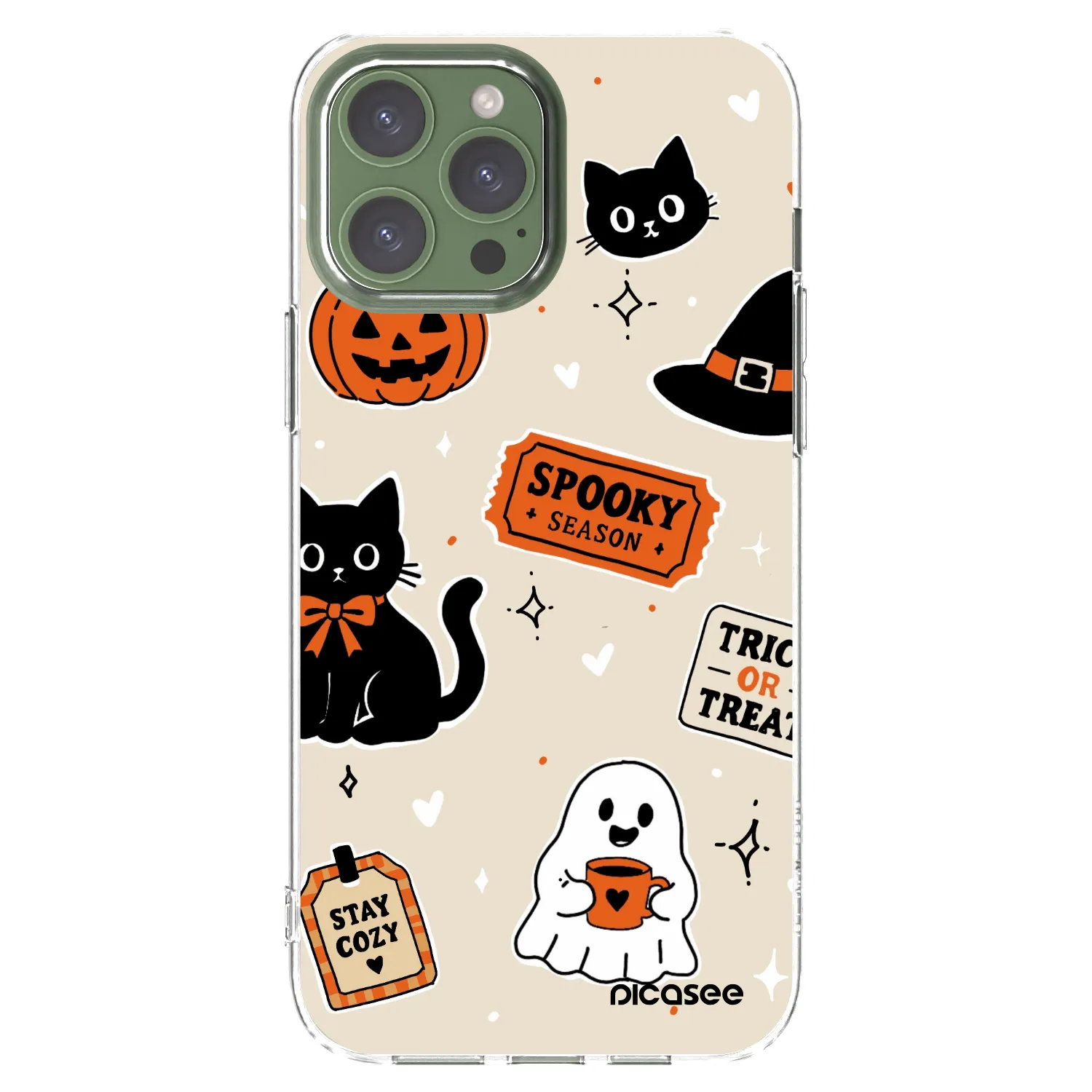 Picasee silikonový průhledný obal pro Apple iPhone 13 Pro Max - Halloween stickers